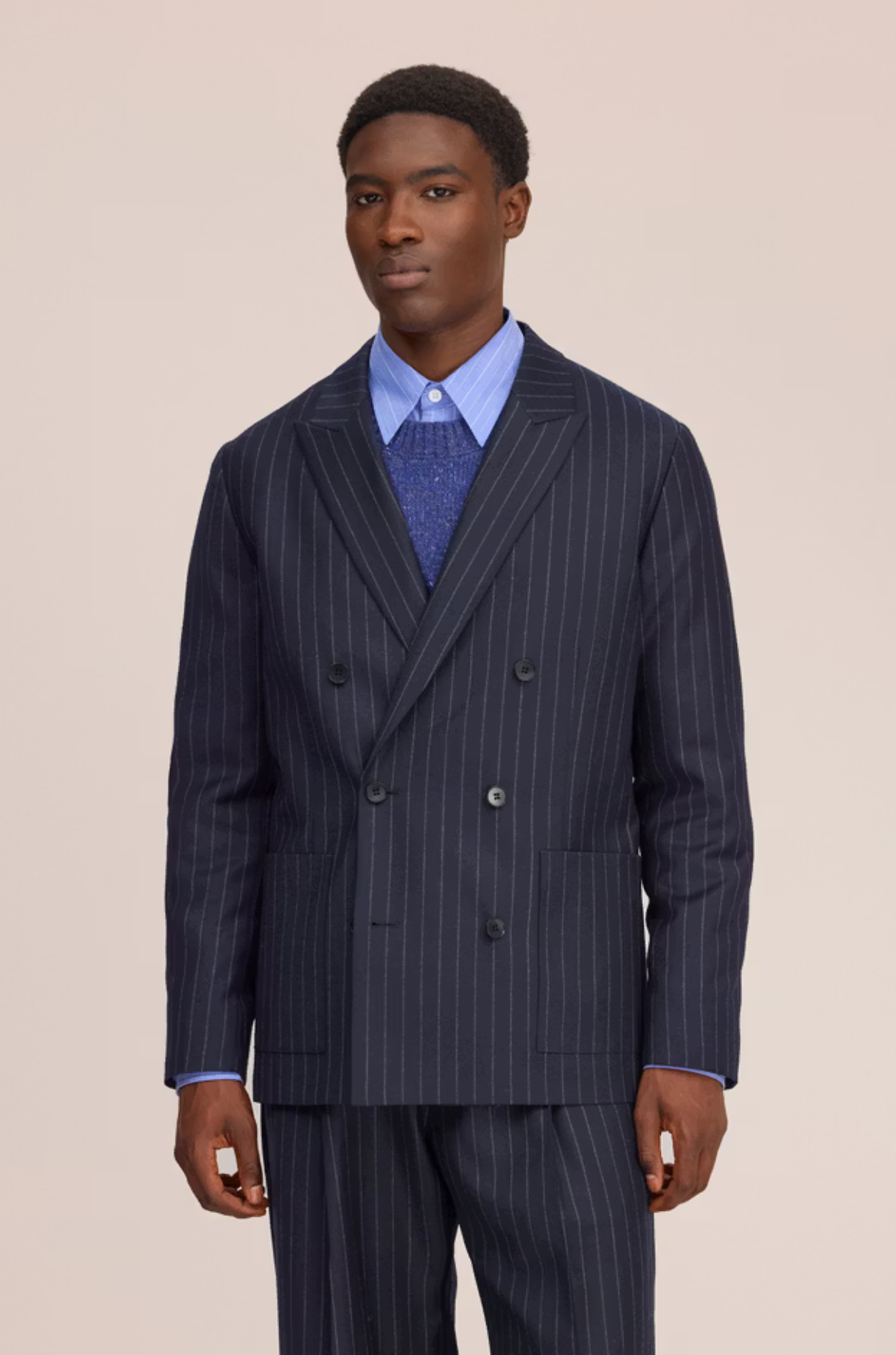 NN07 - Jordin Double Button Blazer Navy Stripe 10052