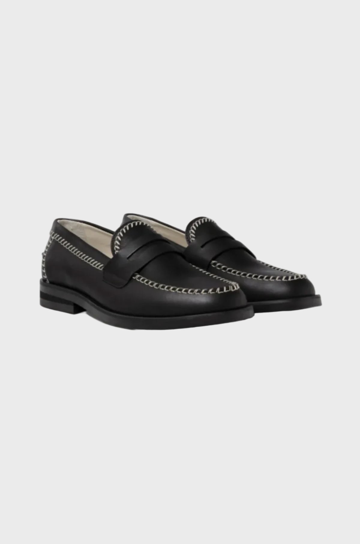 Duke & Dexter - Wilde Black Cream Box Stitch Loafer