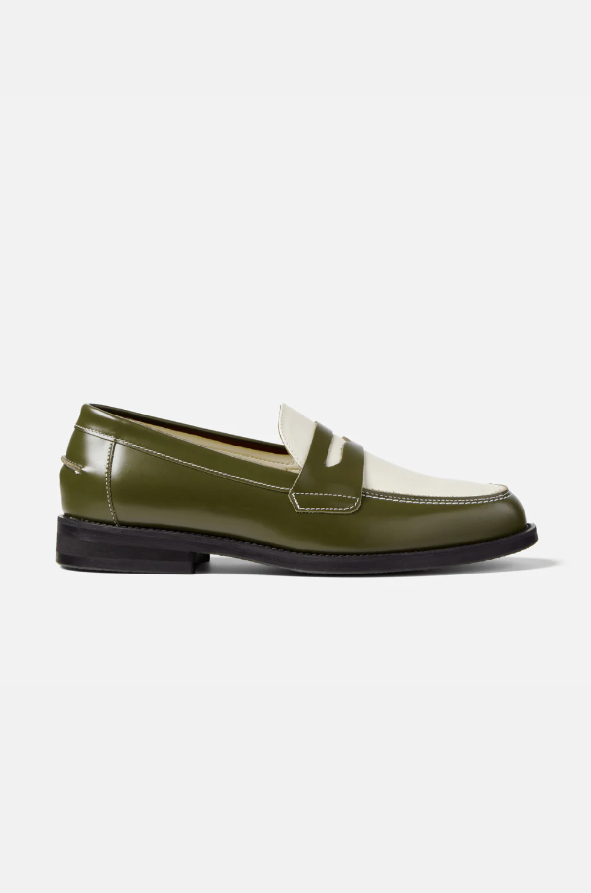 Duke and Dexter - Wilde Olive White Penny Loafer