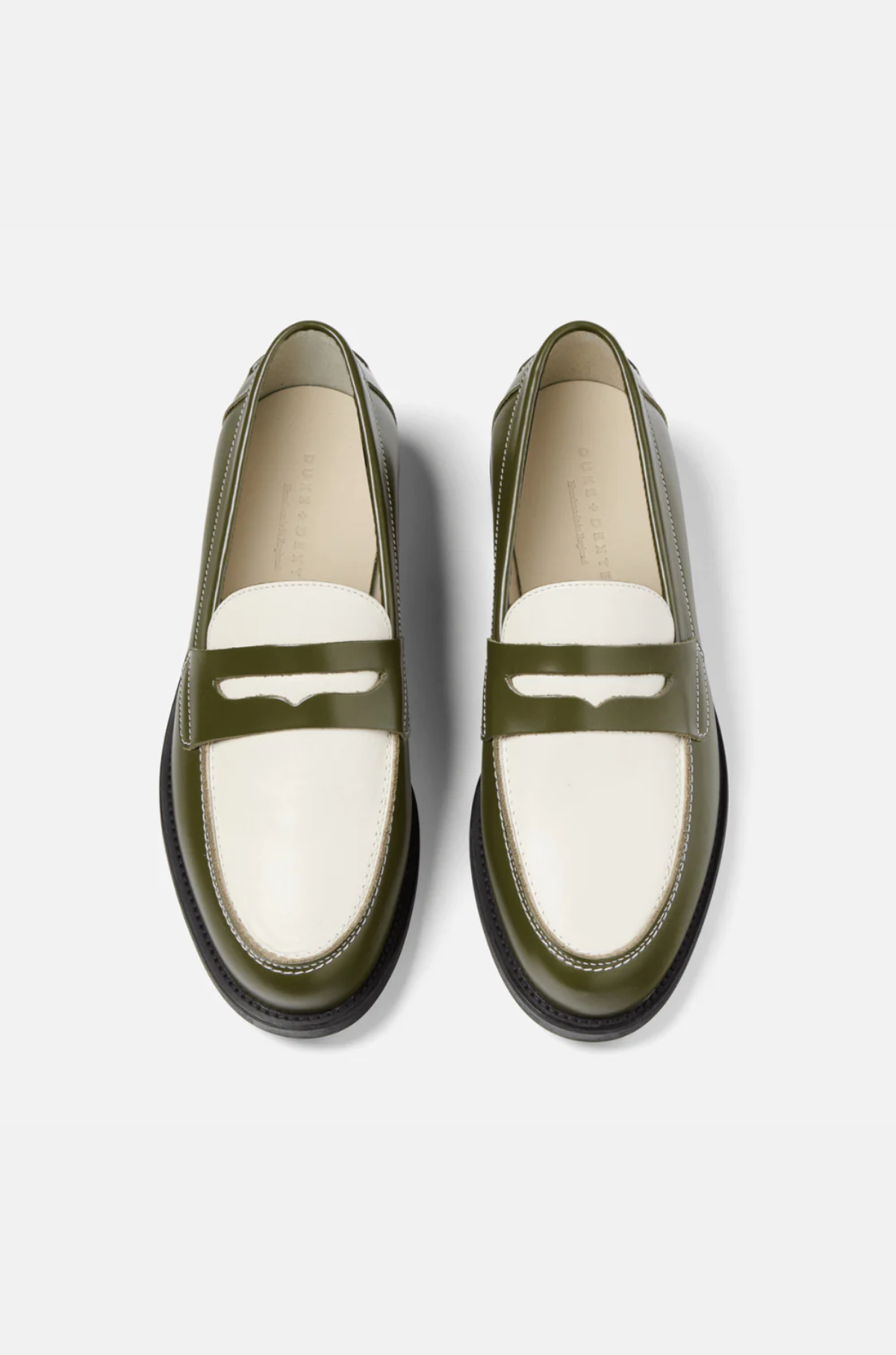 Duke and Dexter - Wilde Olive White Penny Loafer