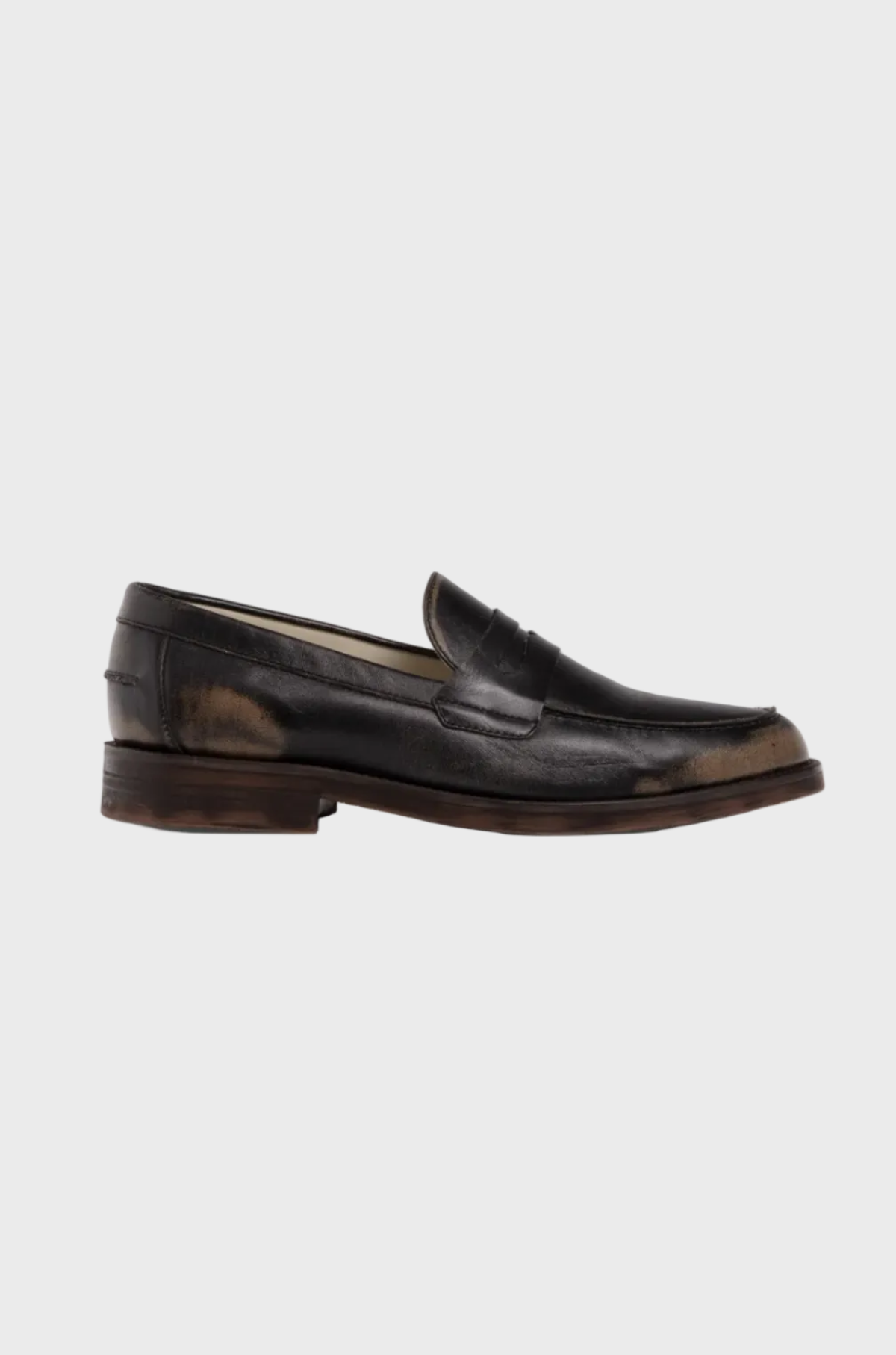 Duke & Dexter - Wilde Black Distressed Penny Loafer