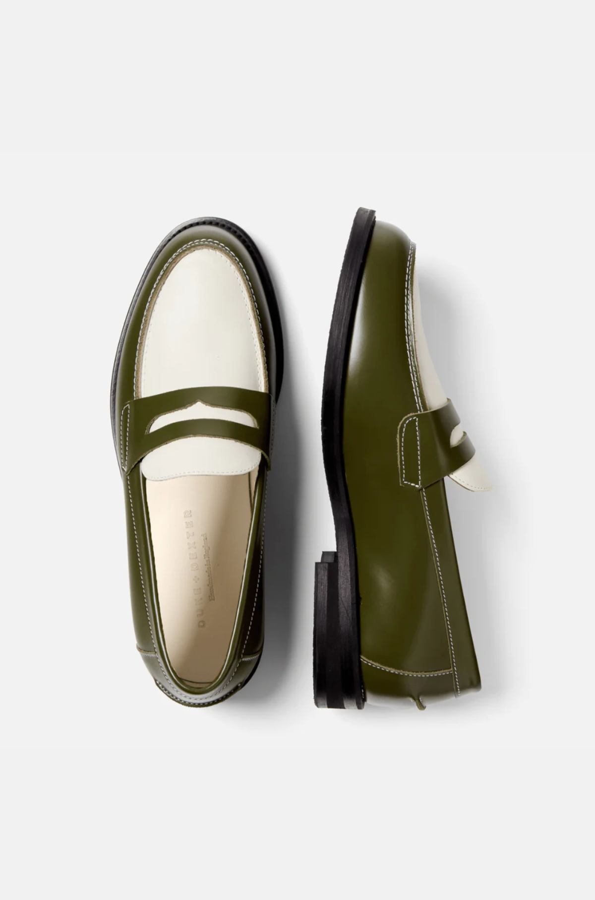 Duke and Dexter - Wilde Olive White Penny Loafer