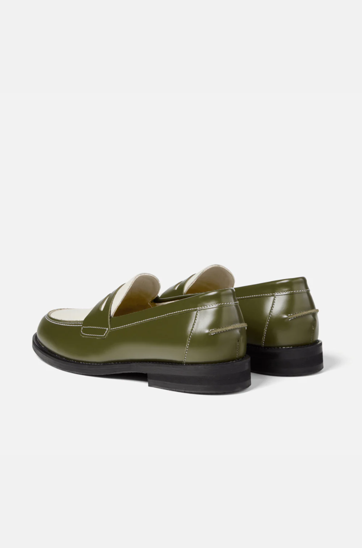 Duke and Dexter - Wilde Olive White Penny Loafer