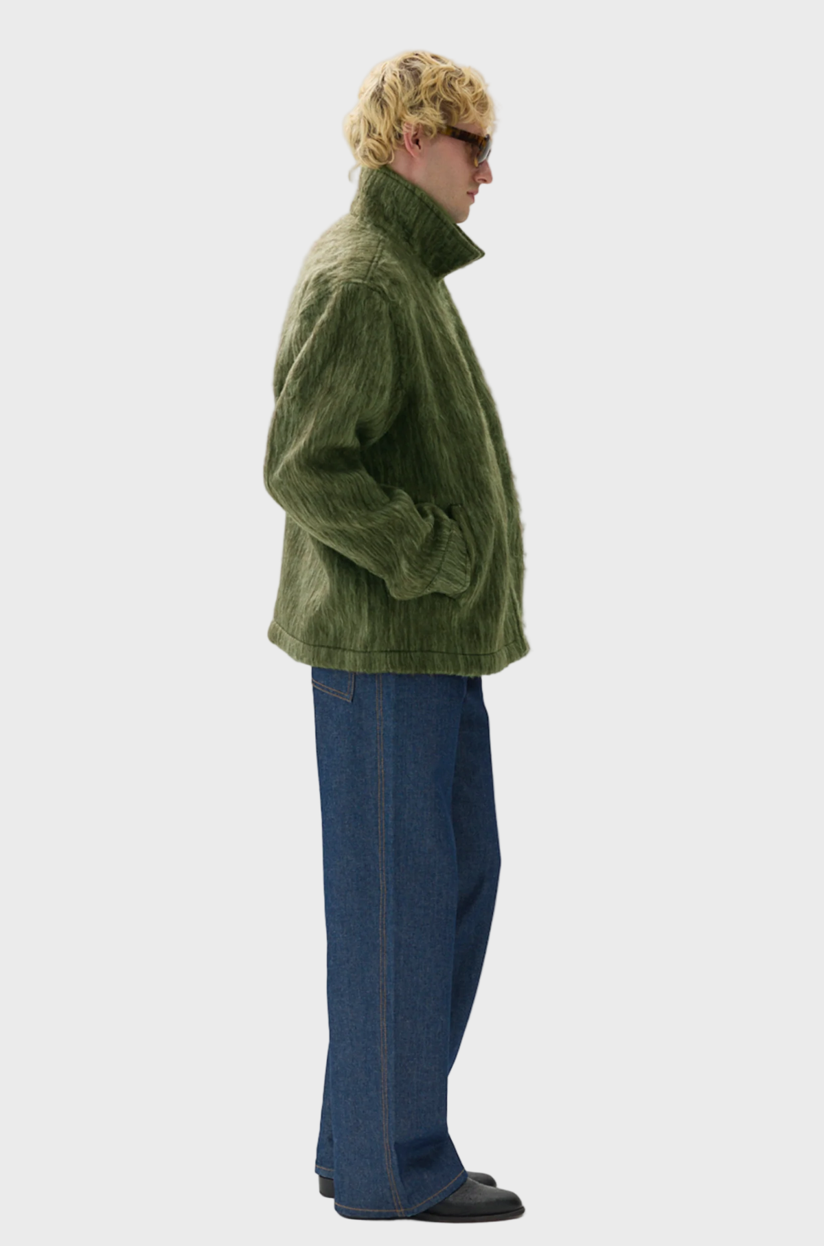 Welter Shelter - Zip Up Cardi Bonded Wool Green