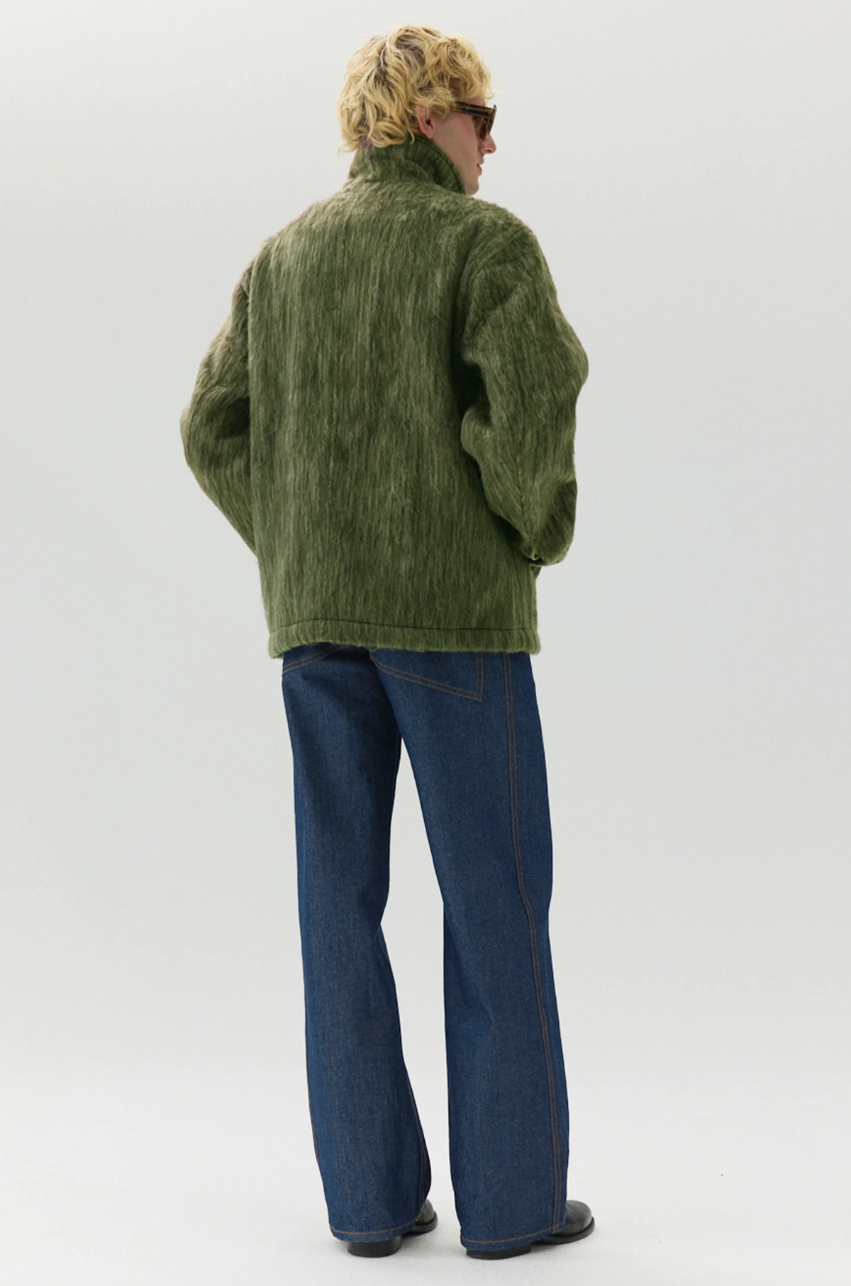 Welter Shelter - Zip Up Cardi Bonded Wool Green