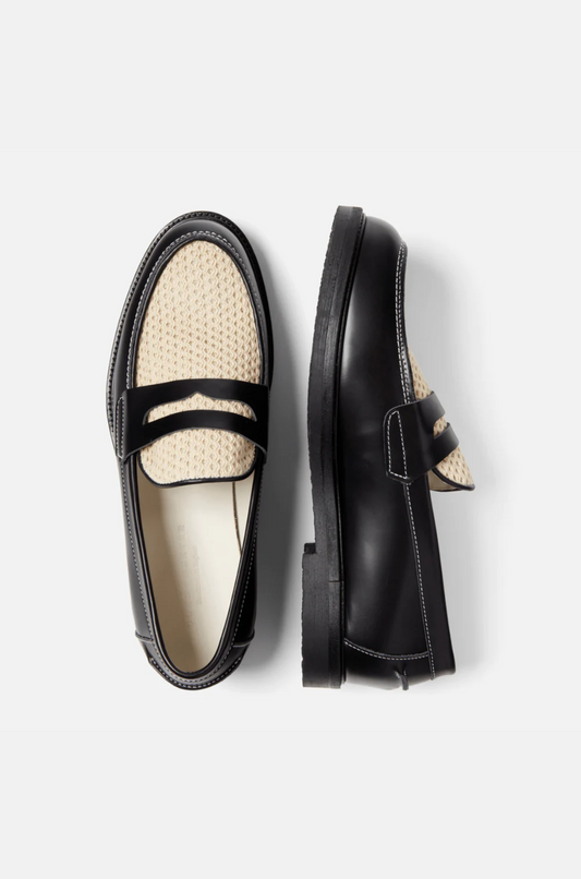 Duke and Dexter - Wilde Black White Rattan Penny Loafer