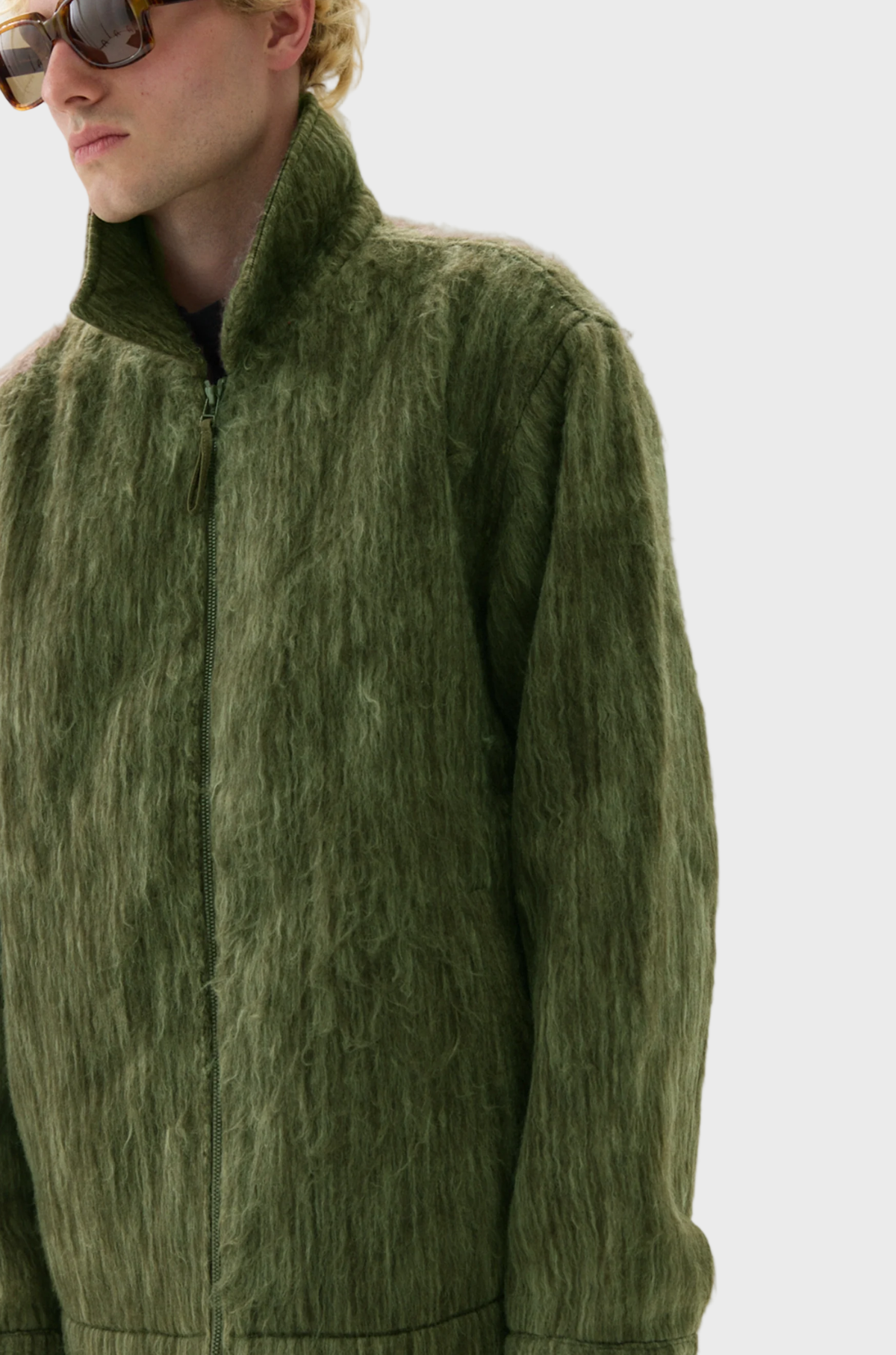 Welter Shelter - Zip Up Cardi Bonded Wool Green