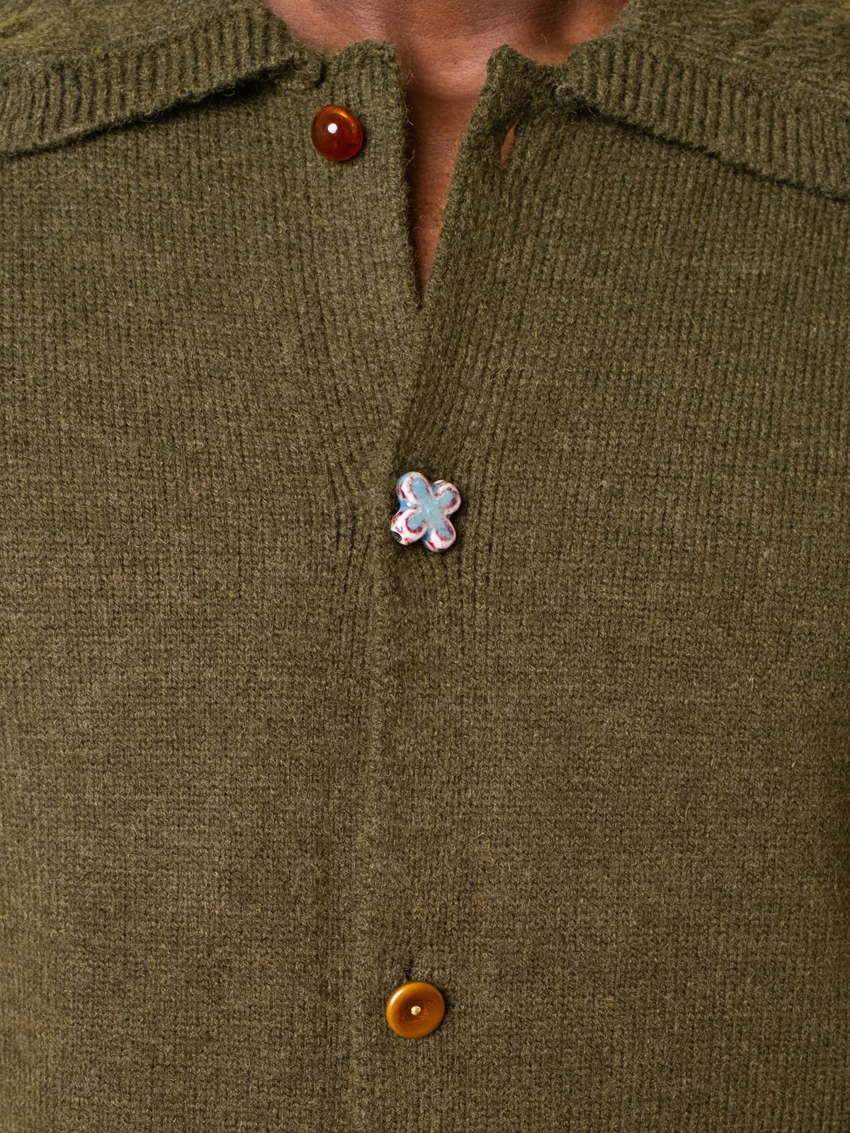 The Qool - Button Cardigan Dark Olive