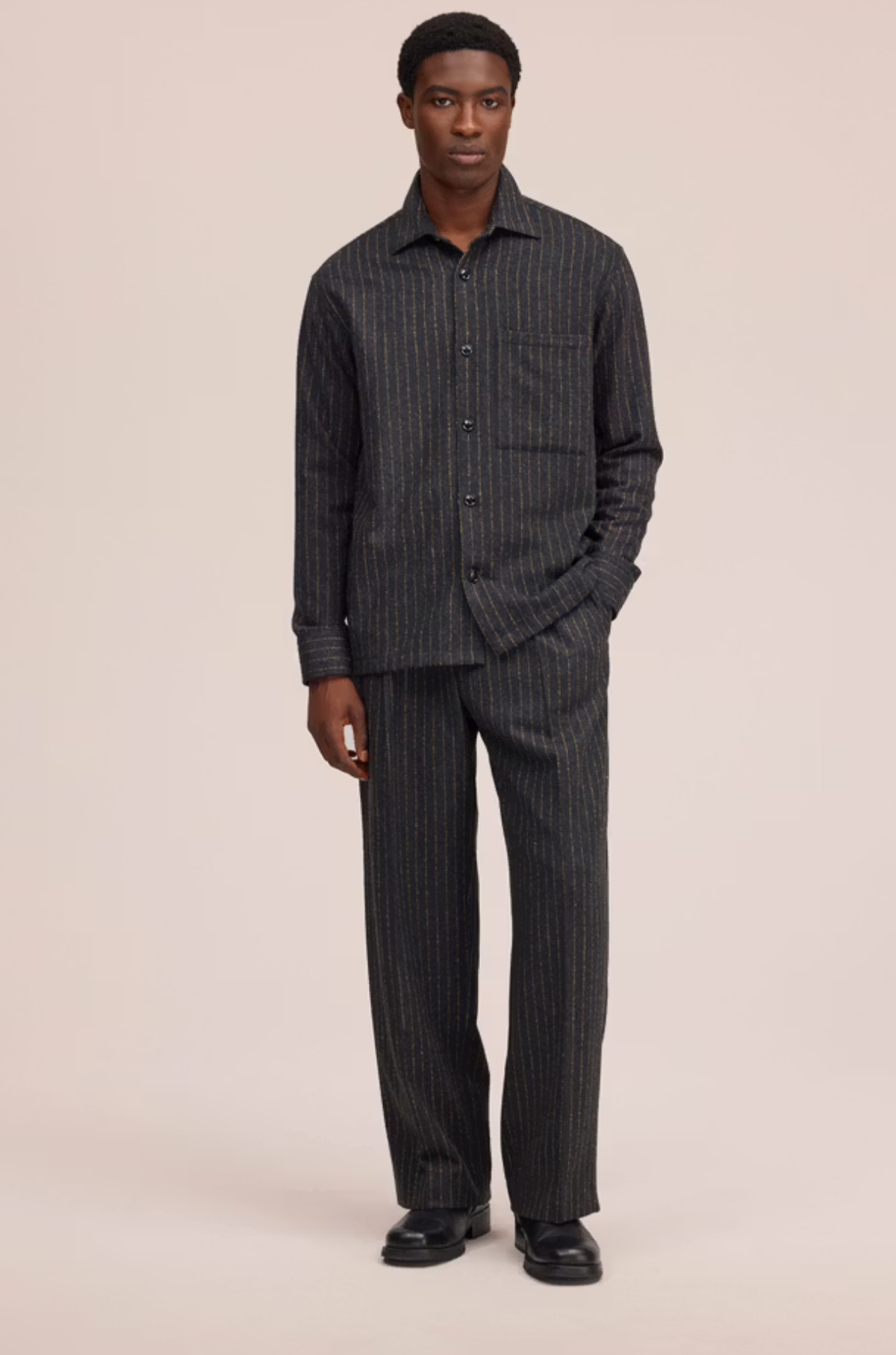 NN07 - Freddy Dark Grey Stripe Overshirt 10091