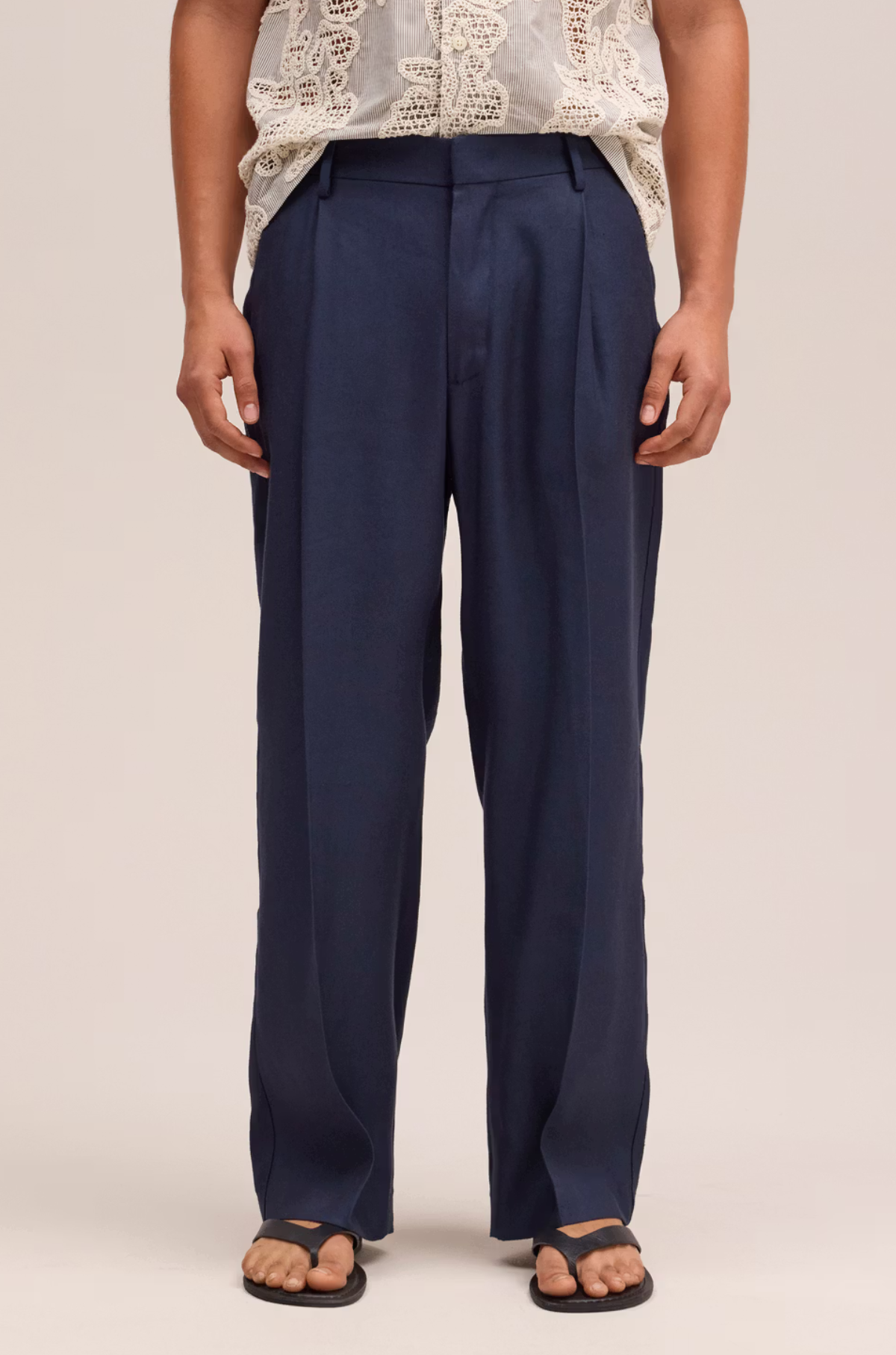 NN07 - Kay 1808 Lyocell Linen Pant Navy