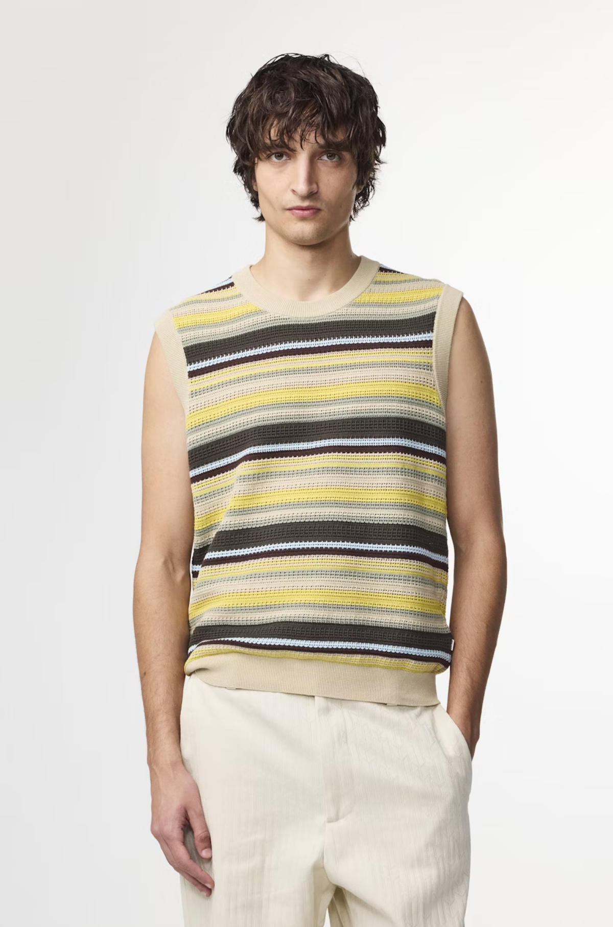 NN07 Huxley 6636 Tank Top in Multi Stripe mit Retro-Streifendesign aus reiner Baumwolle – exklusiv erhältlich in Düsseldorf bei The Qool.