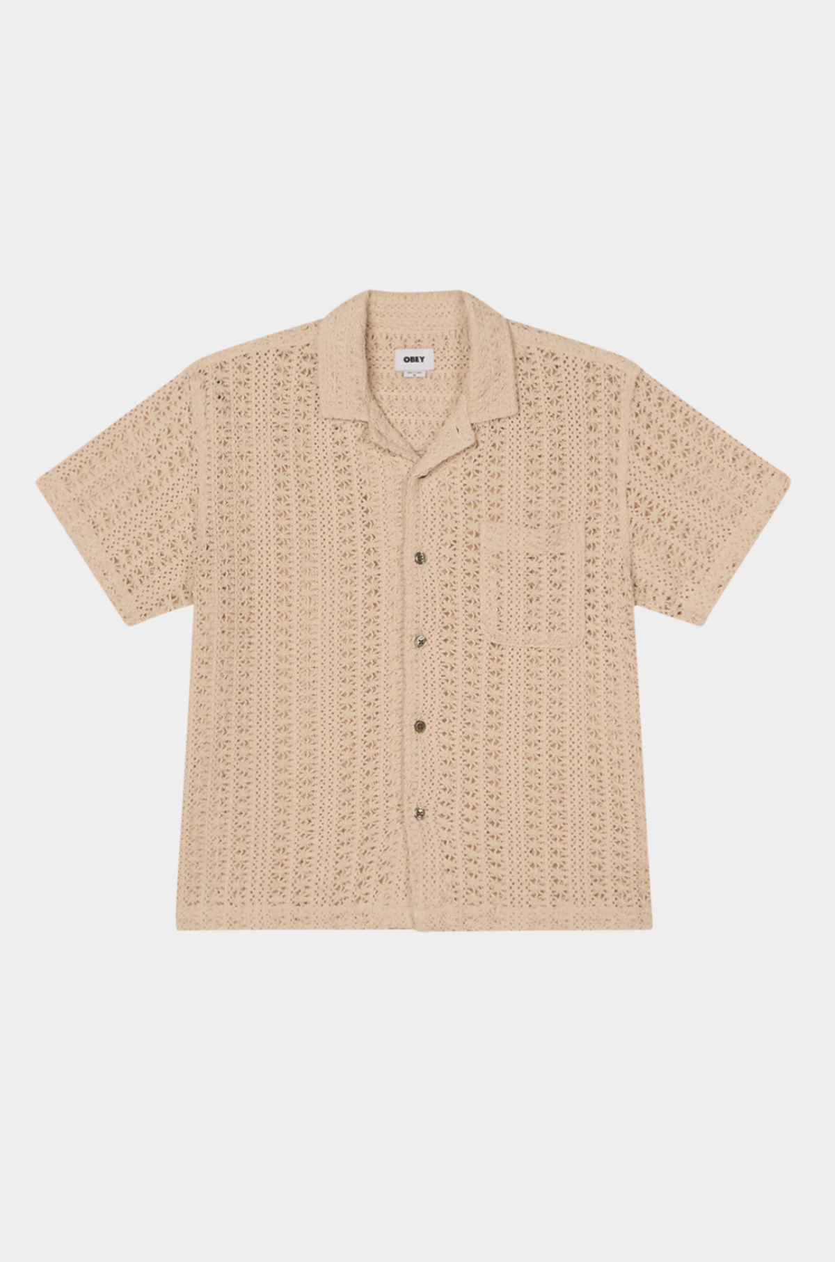 Obey - Harison Short Sleeve Shirt Natural Mesh Crochet