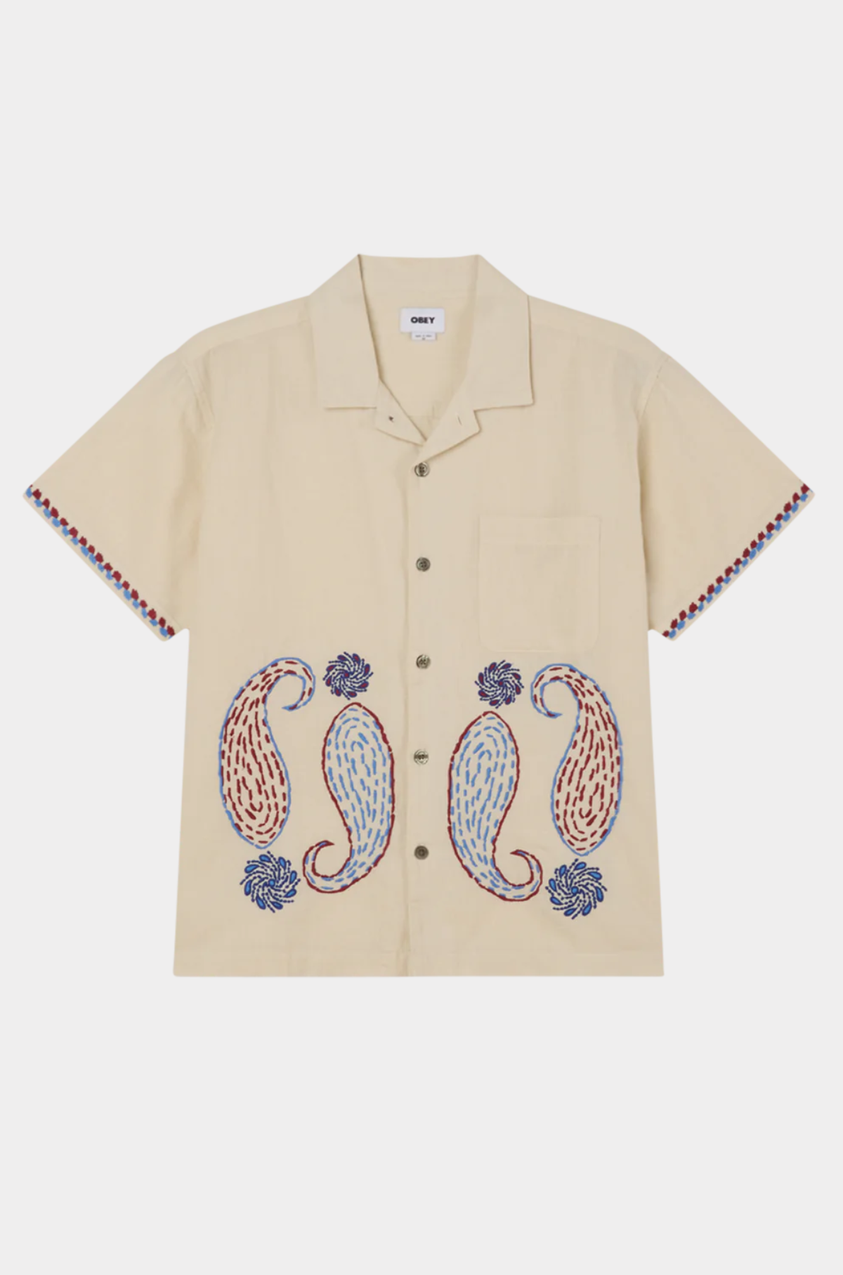 Obey - Quentin Shirt Birch Multi Paisley Embroidery