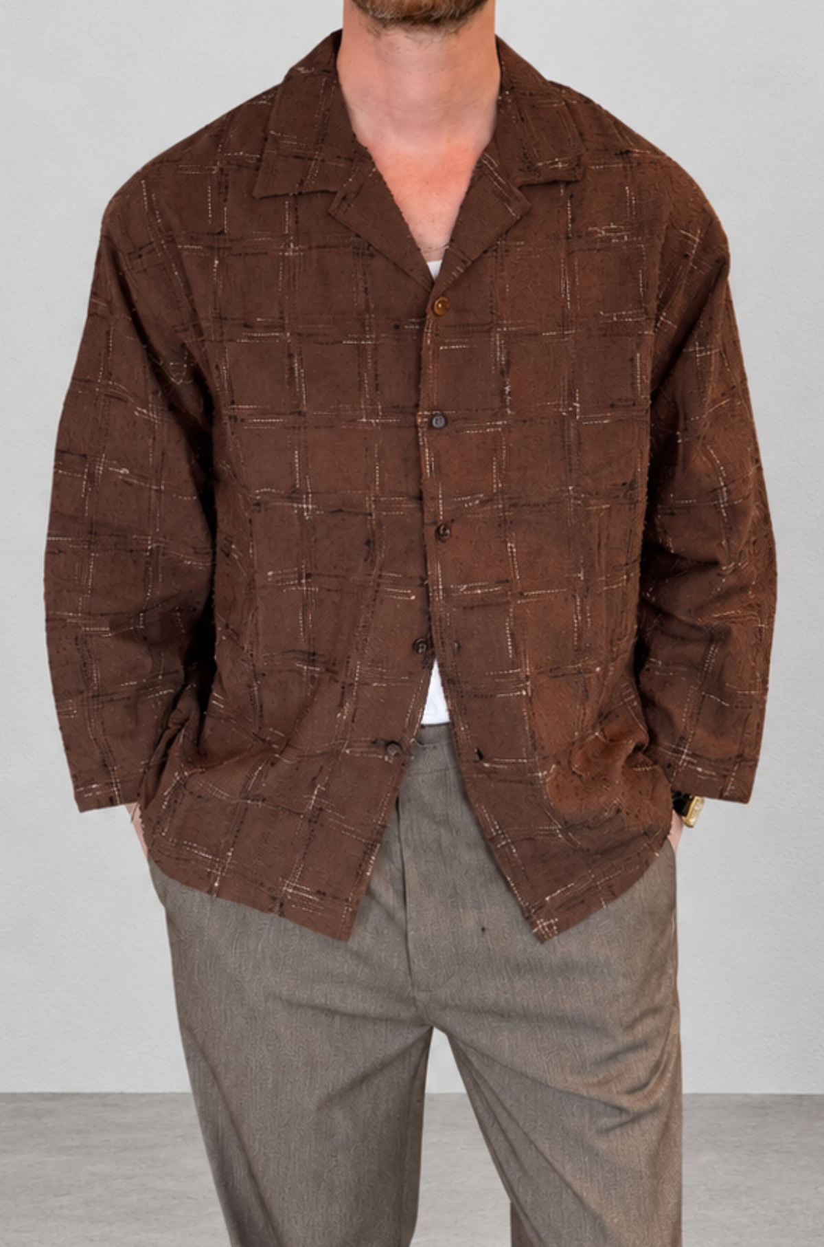 The Qool - Tweed Shirt Brown