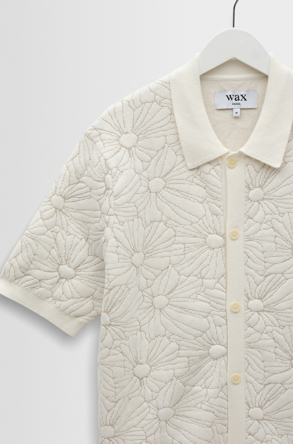 Wax London - Tellaro SS Shirt Flower Jacquard Ecru / Natural