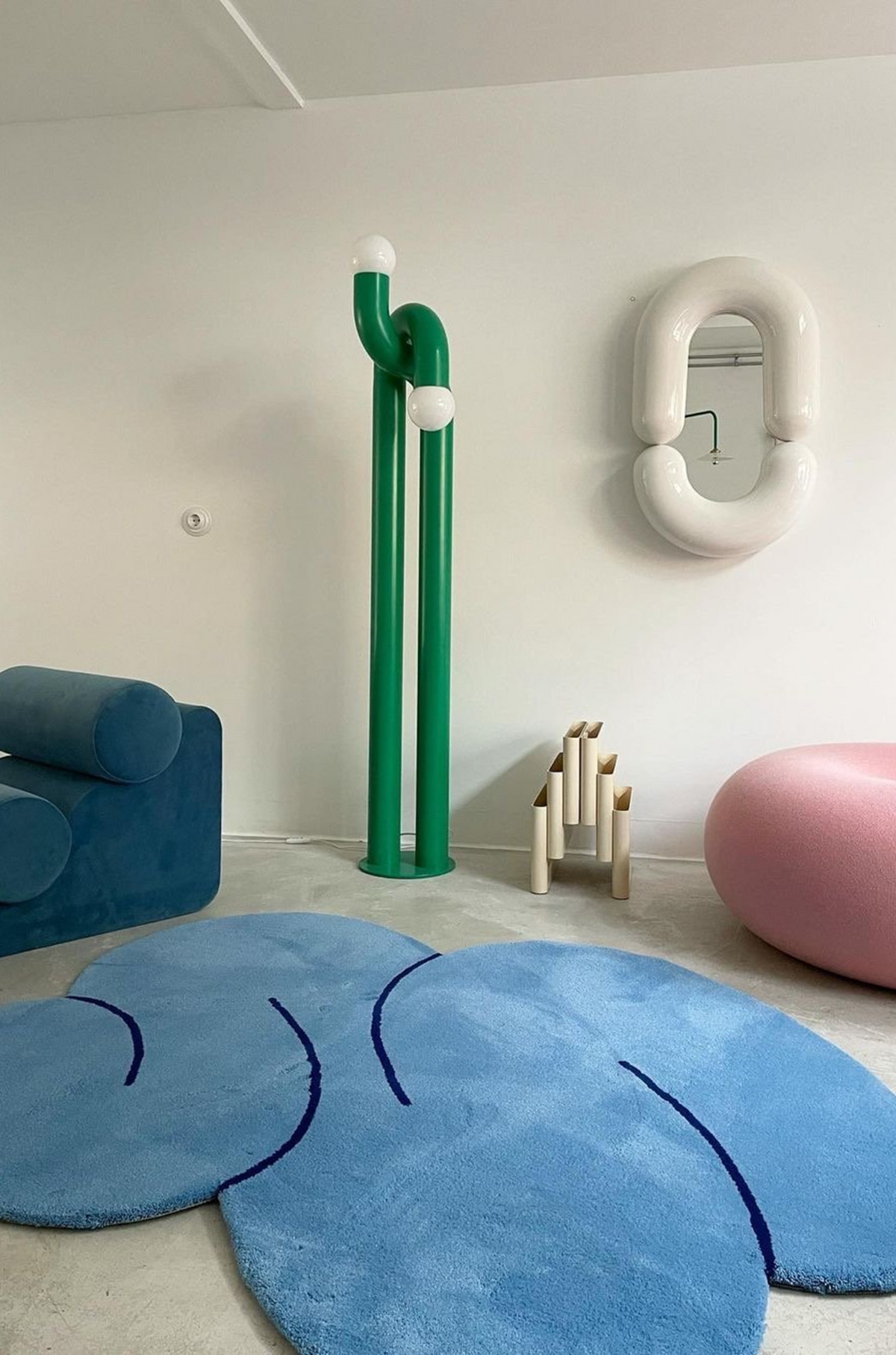 Okej - Squiggle Rug Cloud Blue