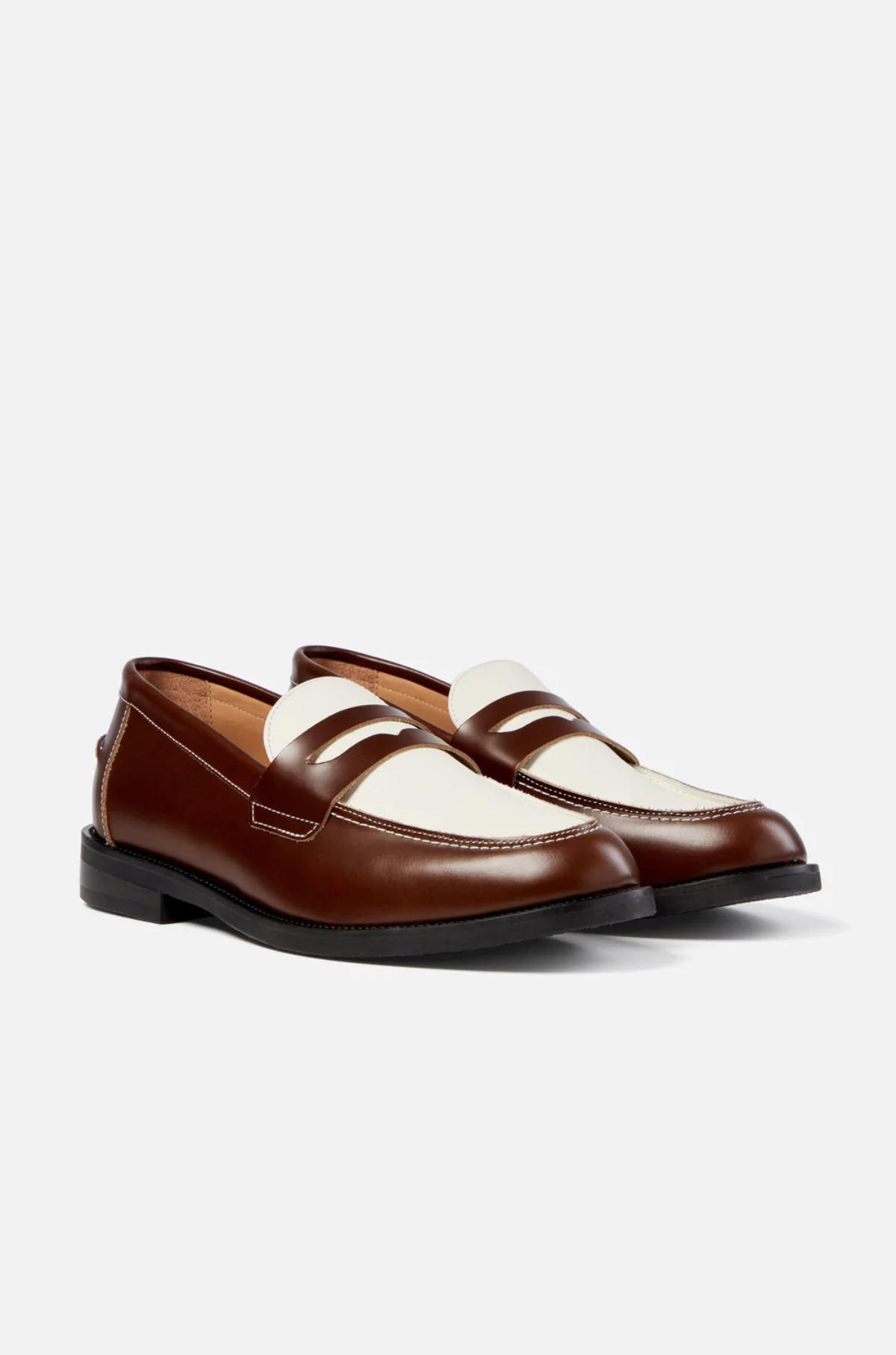 Duke and Dexter - WILDE Chestnut x White Penny Loafer