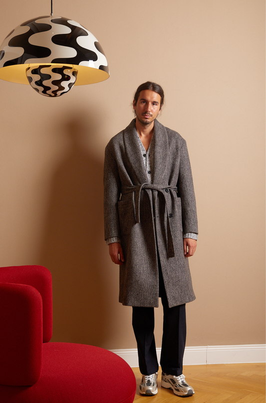 Amendi - Darcy Wool Coat - Grey Herringbone