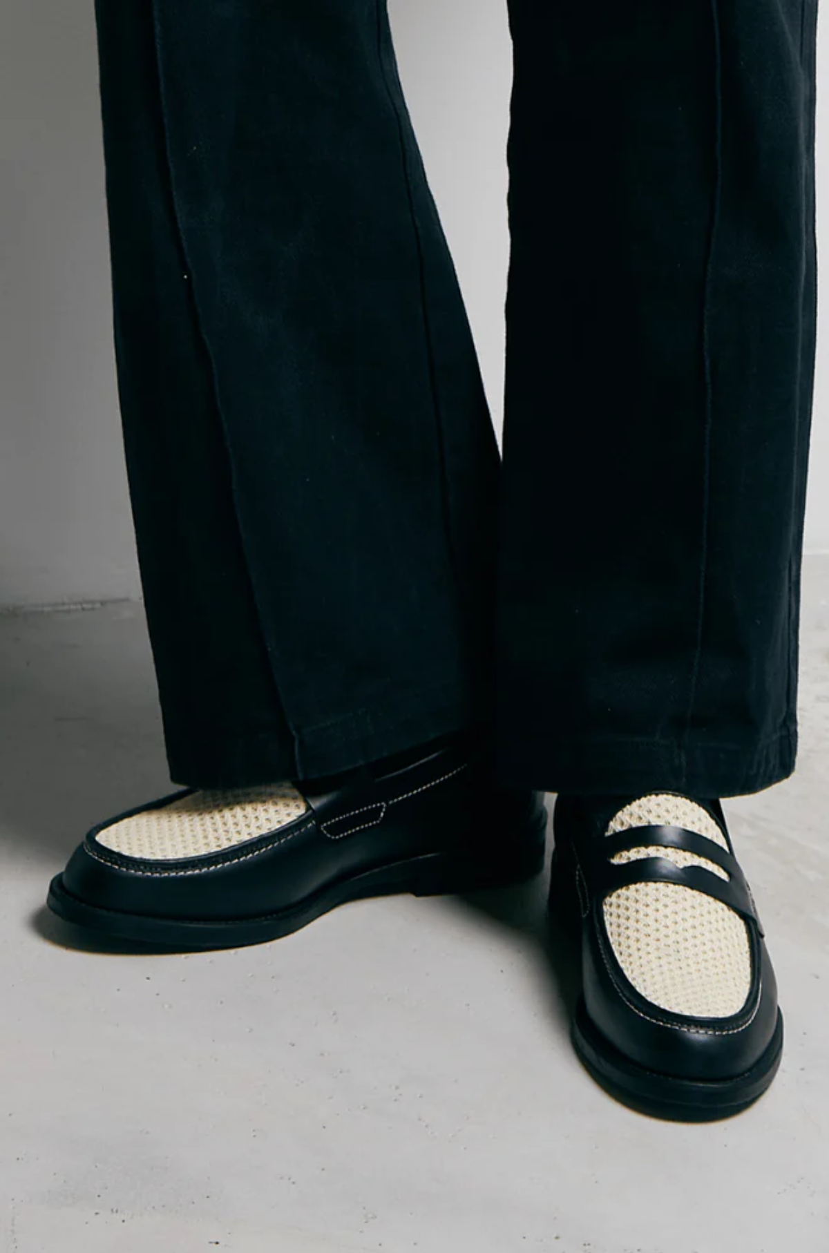 Duke and Dexter - Wilde Black White Rattan Penny Loafer