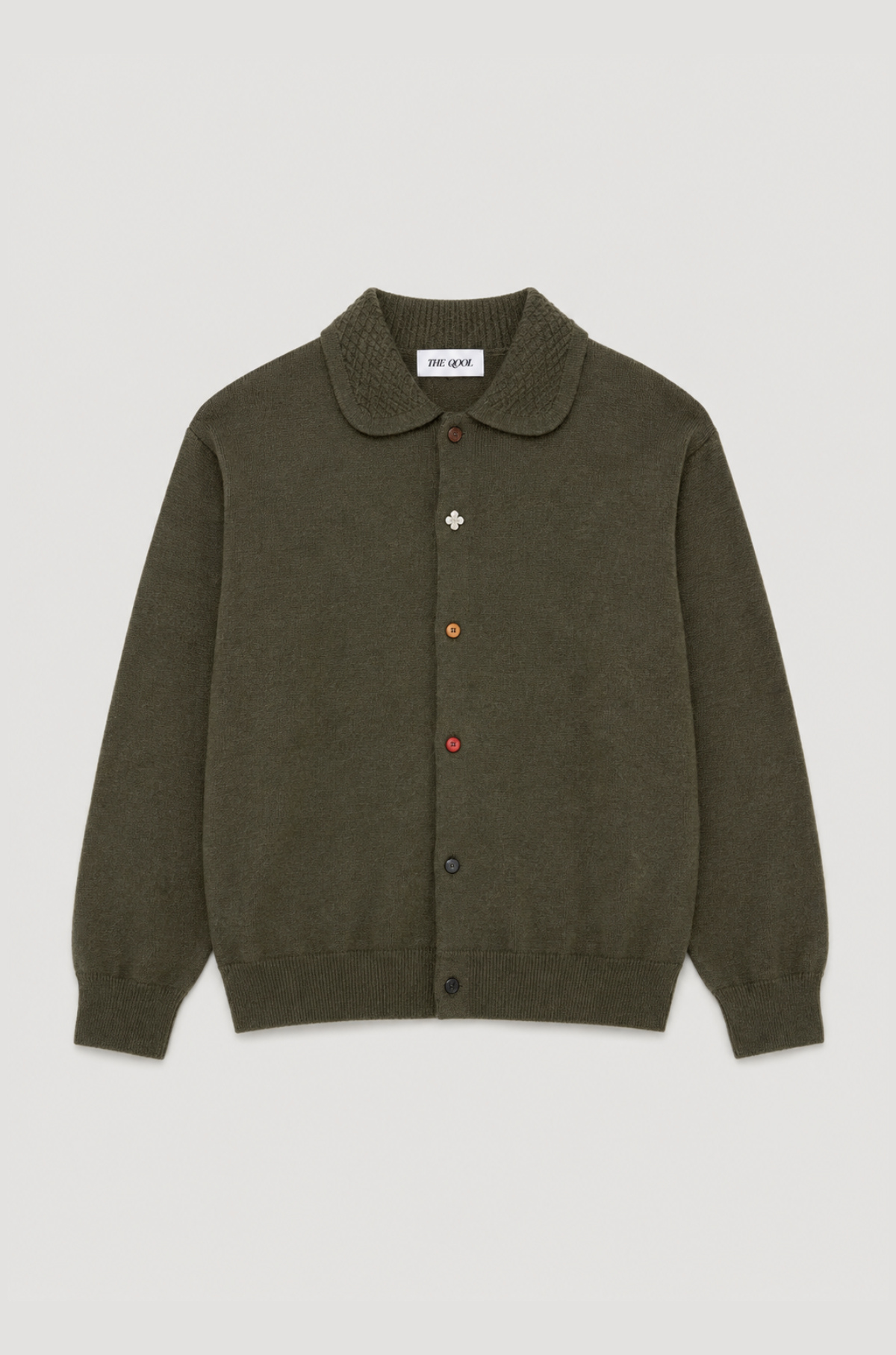 The Qool - Button Cardigan Olive