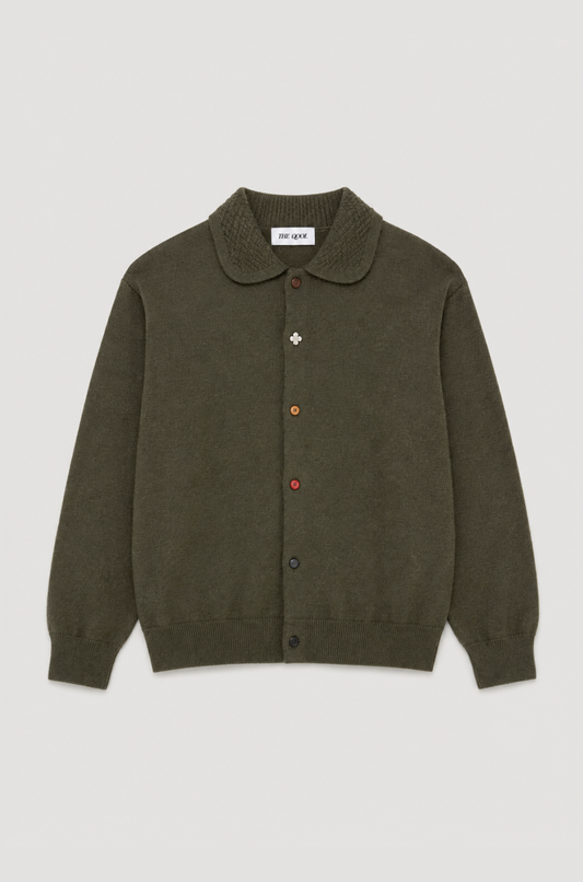 The Qool - Button Cardigan Olive