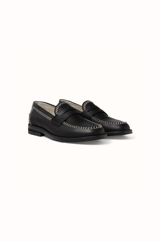 Duke & Dexter - Wilde Black Cream Box Stitch Loafer