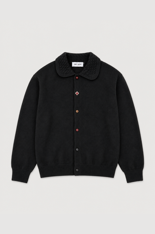 The Qool - Button Cardigan Black