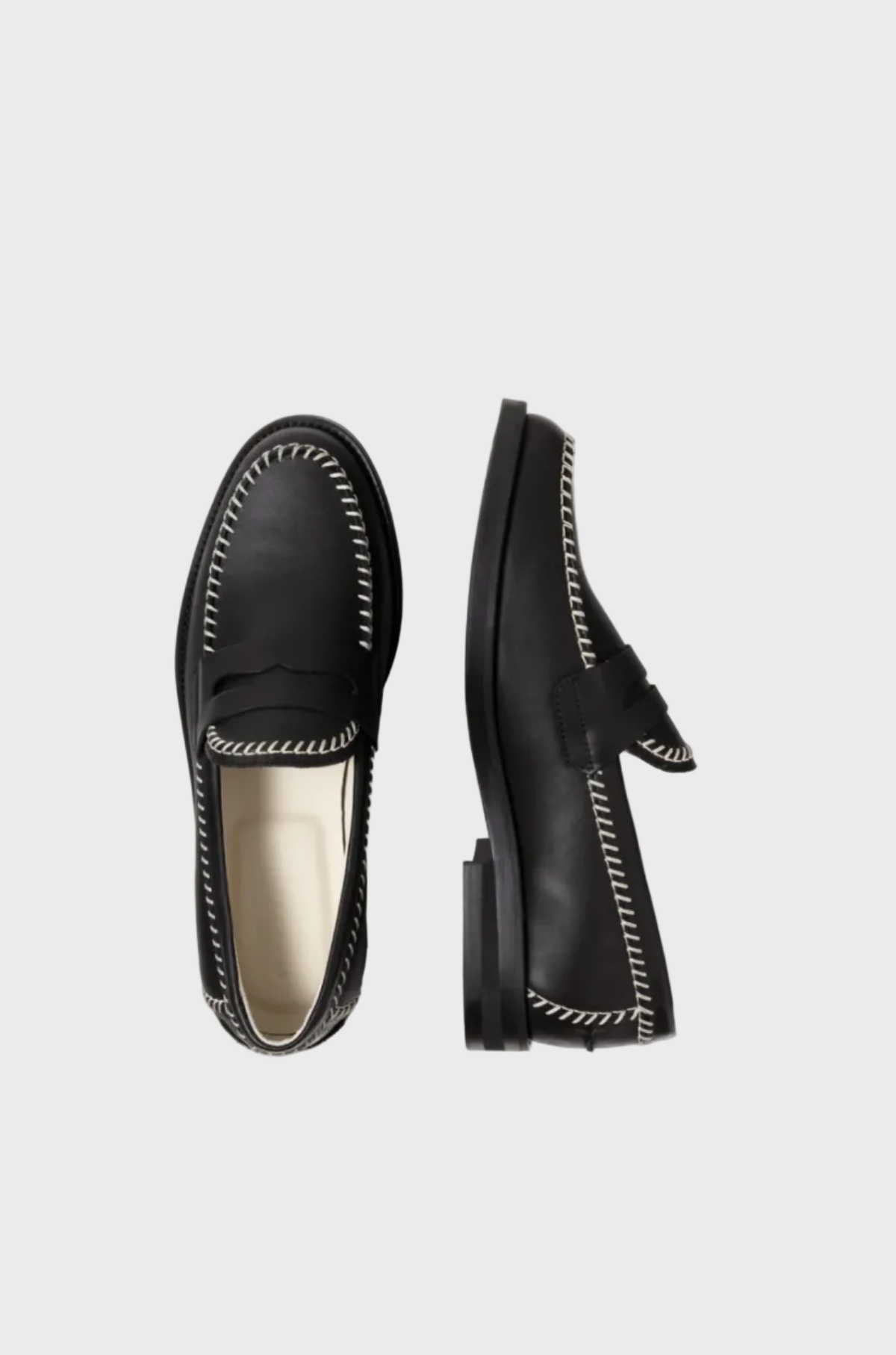 Duke & Dexter - Wilde Black Cream Box Stitch Loafer
