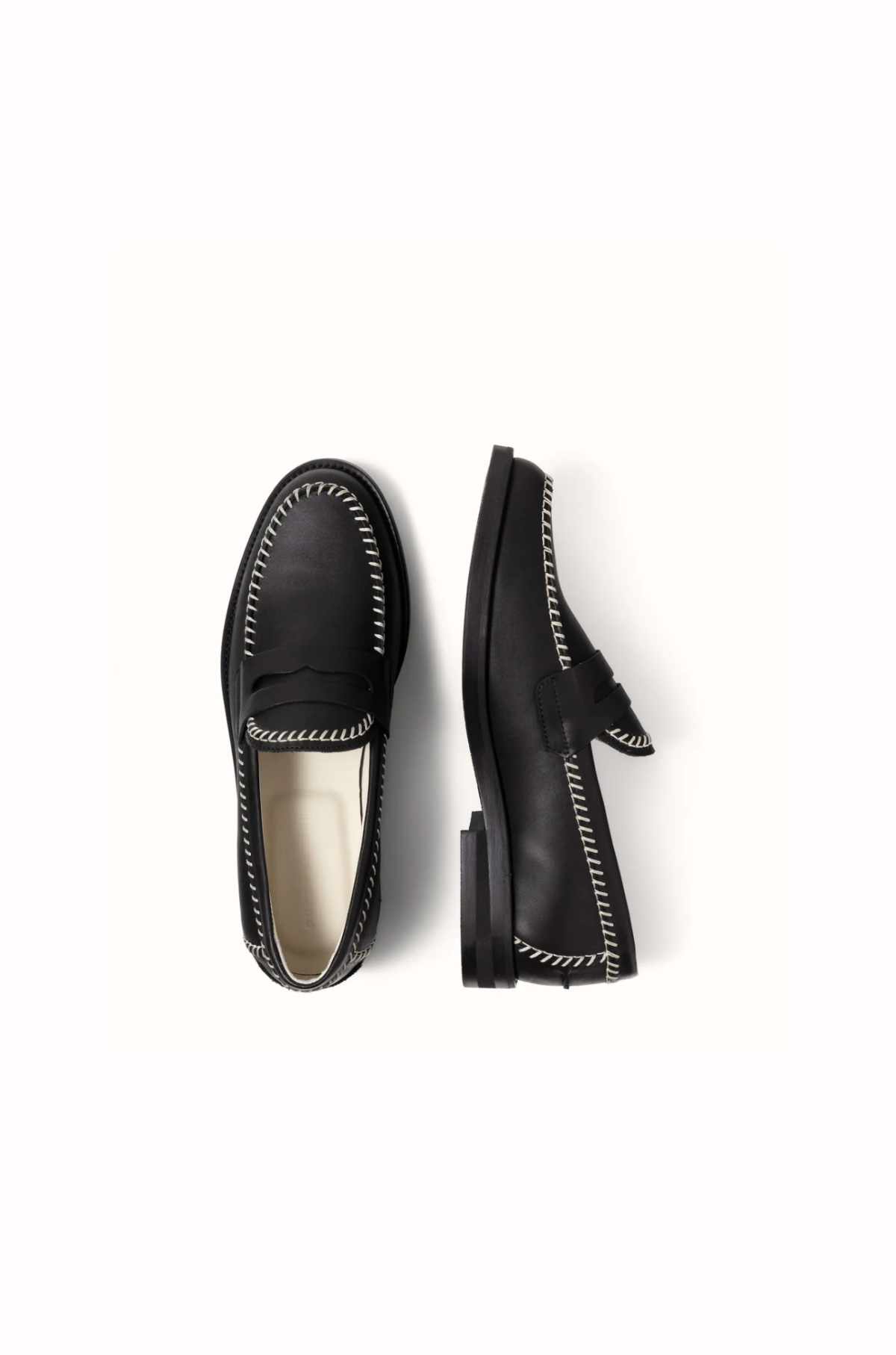 Duke & Dexter - Wilde Black Cream Box Stitch Loafer