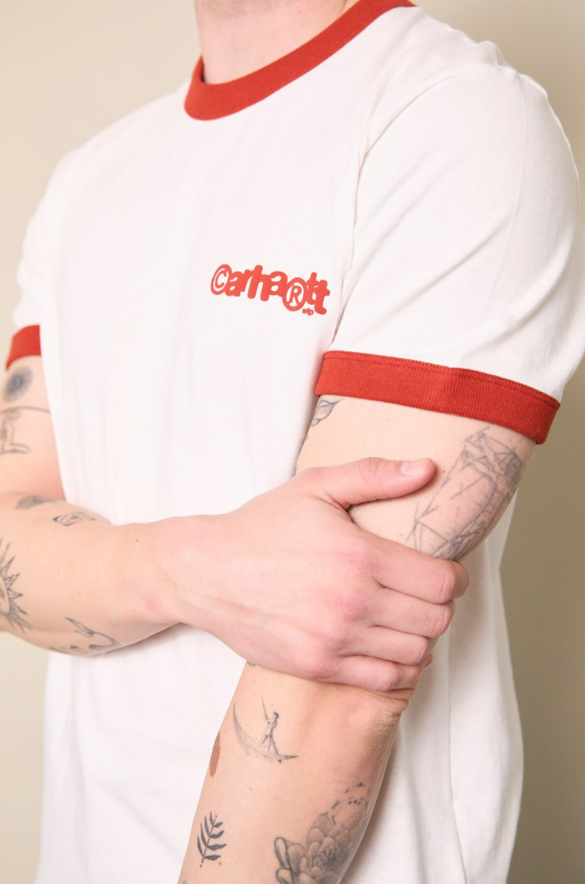Carhartt WIP -  S/S IP Ringer T-Shirt White Red Red