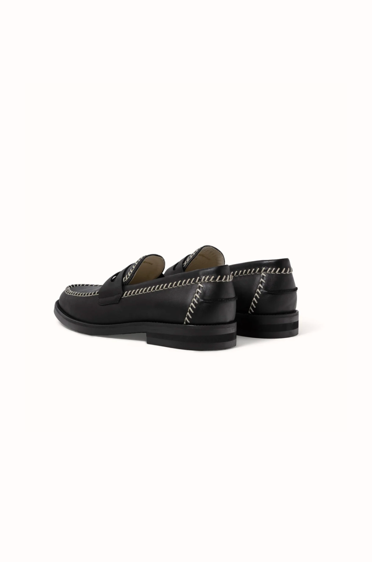 Duke & Dexter - Wilde Black Cream Box Stitch Loafer