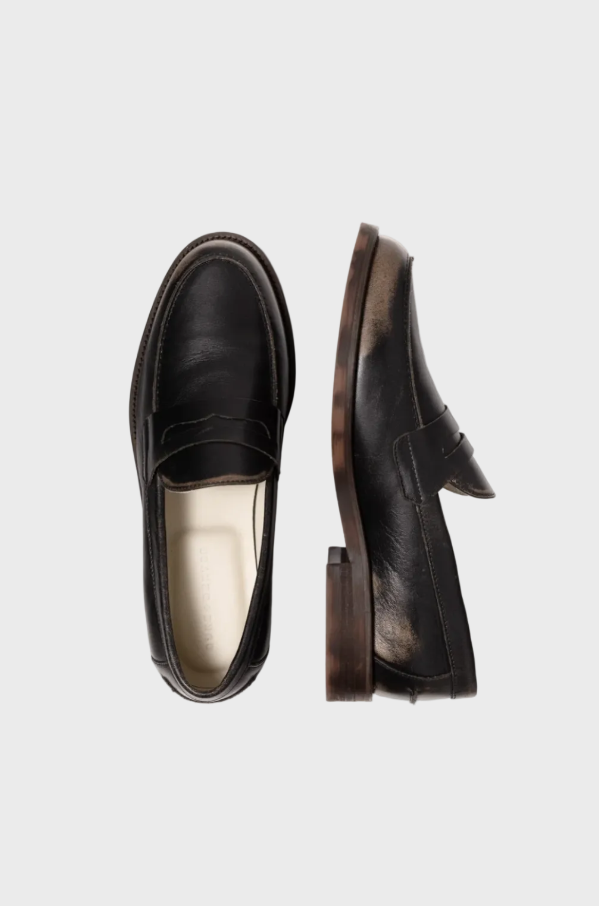 Duke & Dexter - Wilde Black Distressed Penny Loafer