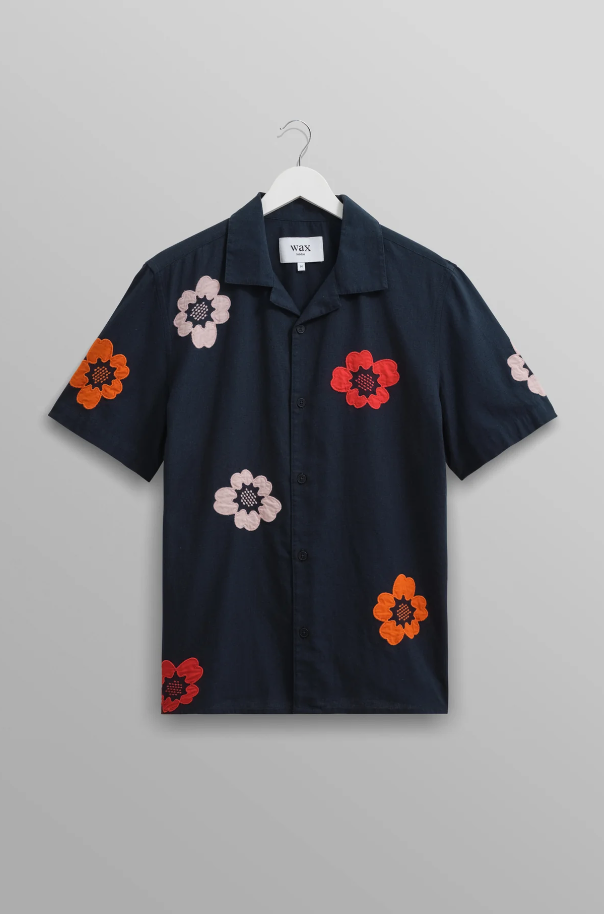 Wax London - Didcot Shirt Navy Applique Floral