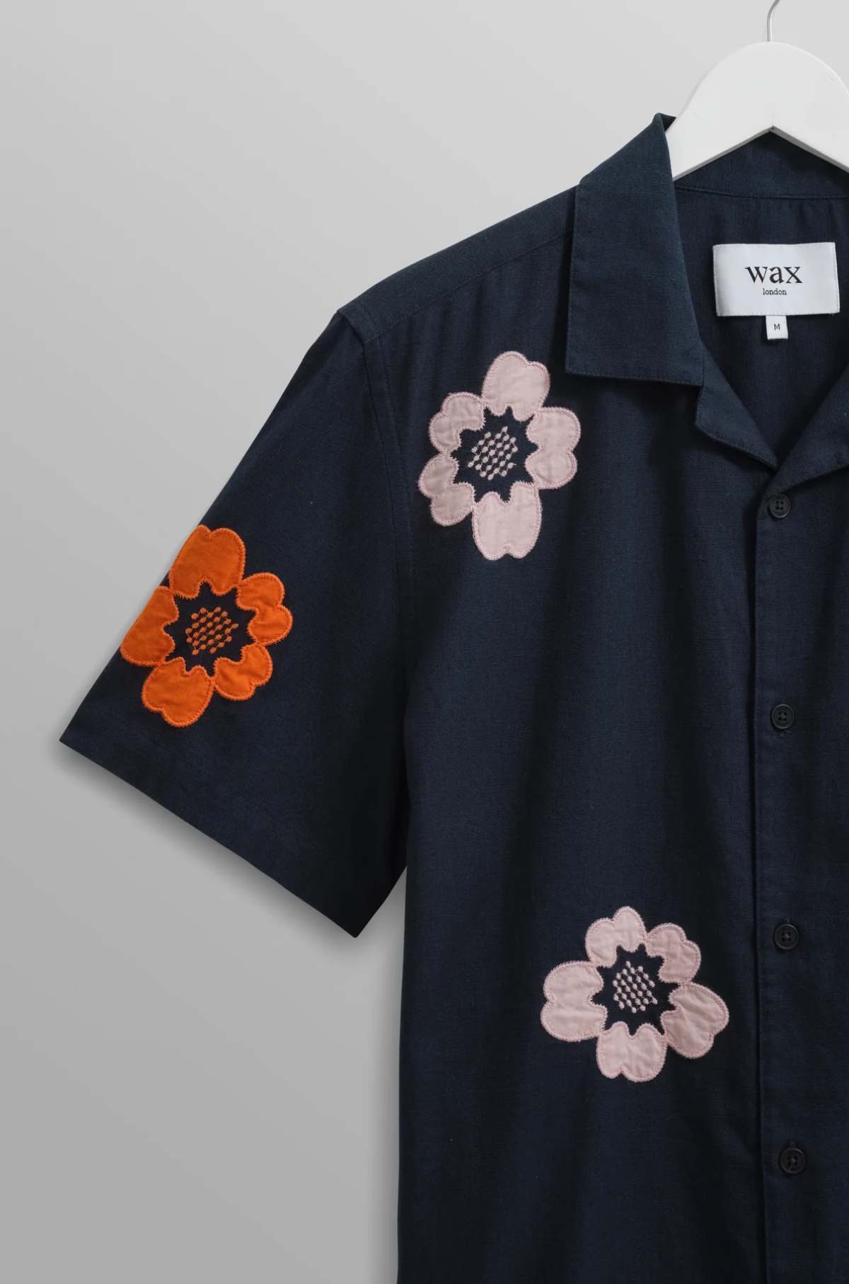 Wax London - Didcot Shirt Navy Applique Floral