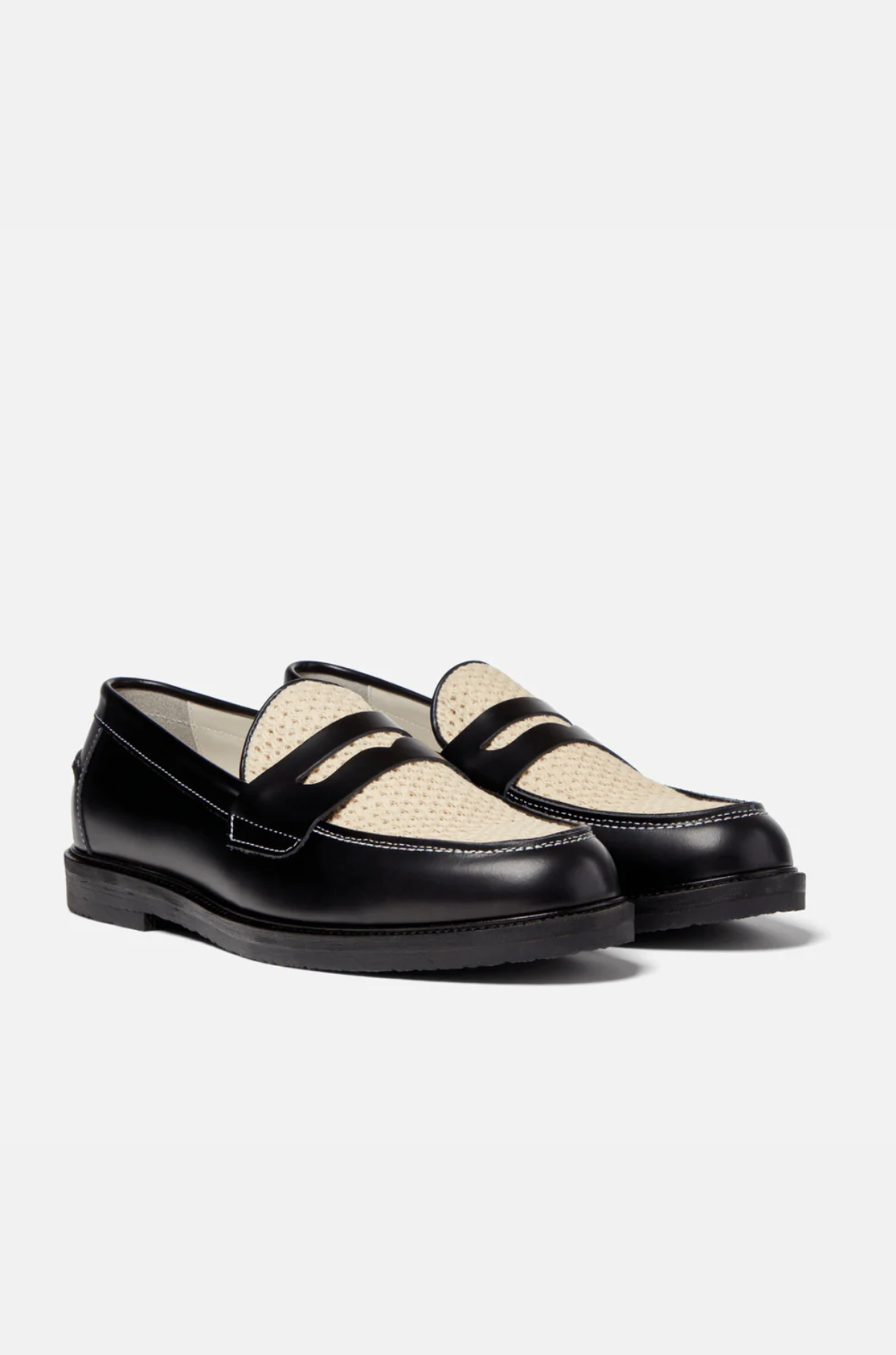 Black and white penny loafers online