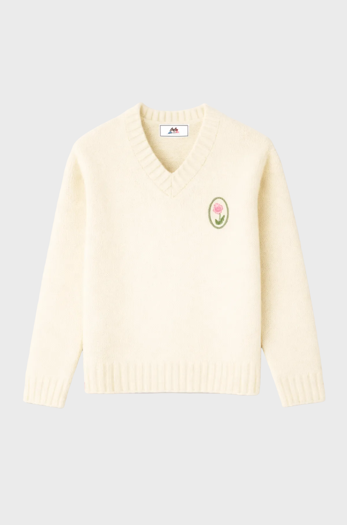 Lola - V Neck Knit Ivory Daisy