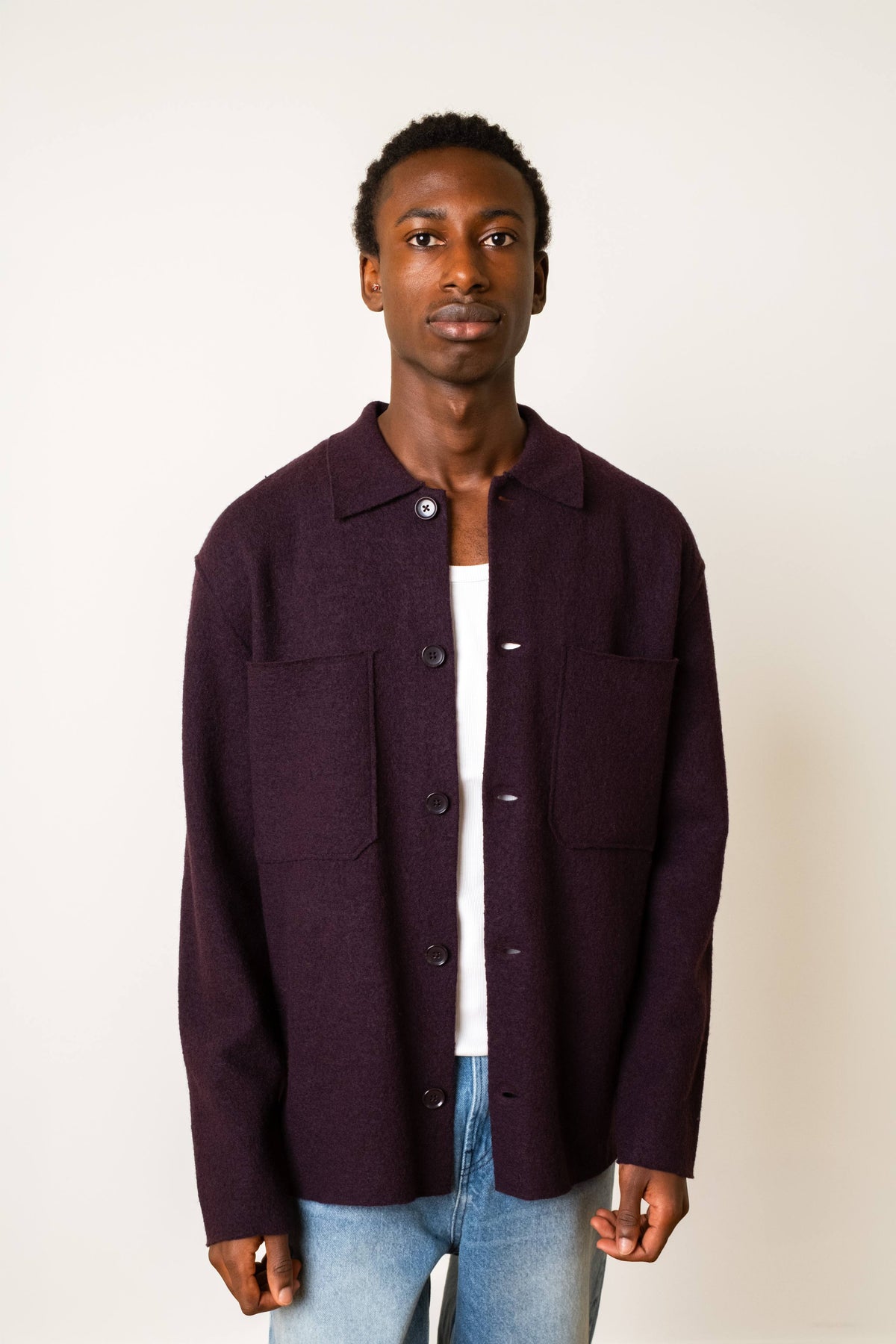 NN07 - Jonas Boiled Wool Shirt Jacket Wine