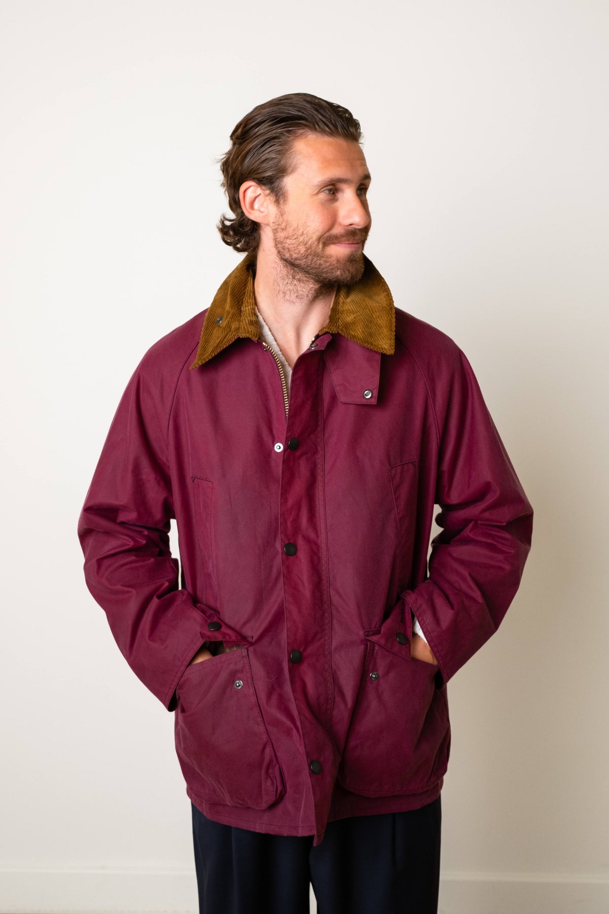 Barbour - Oversize Bedale Wax Wine Jacket
