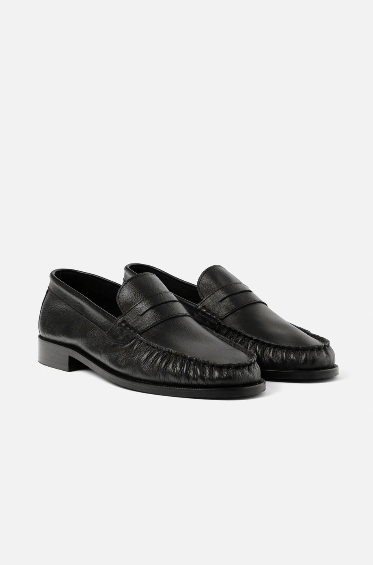 Duke & Dexter - Ezra Black Pleated Penny Loafer