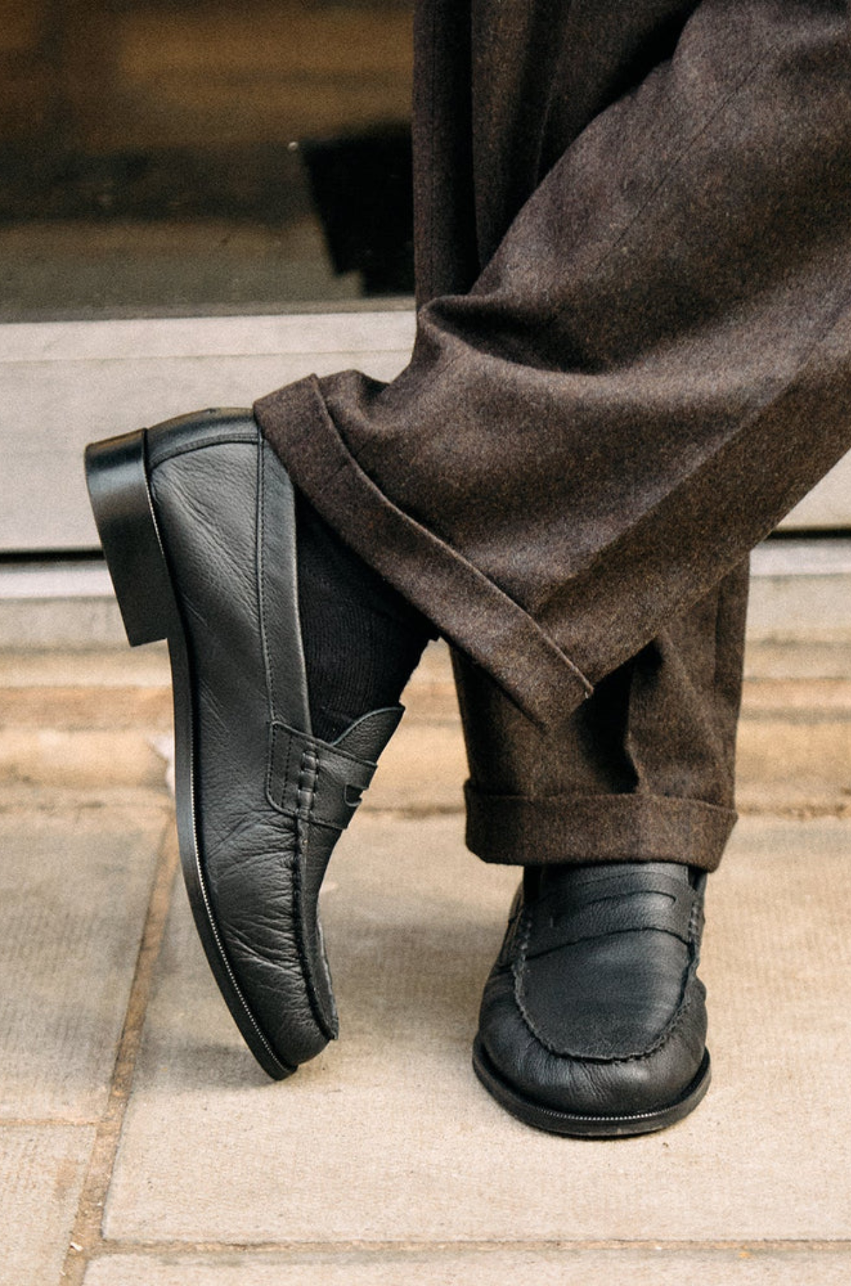 Duke & Dexter - Ezra Black Pleated Penny Loafer