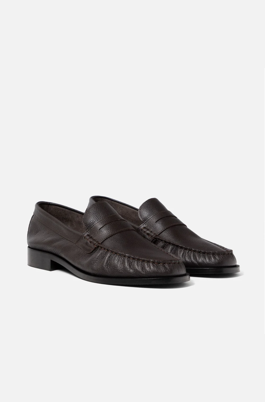 Duke & Dexter -  Ezra Chestnut Pebble Pleated Penny Loafer