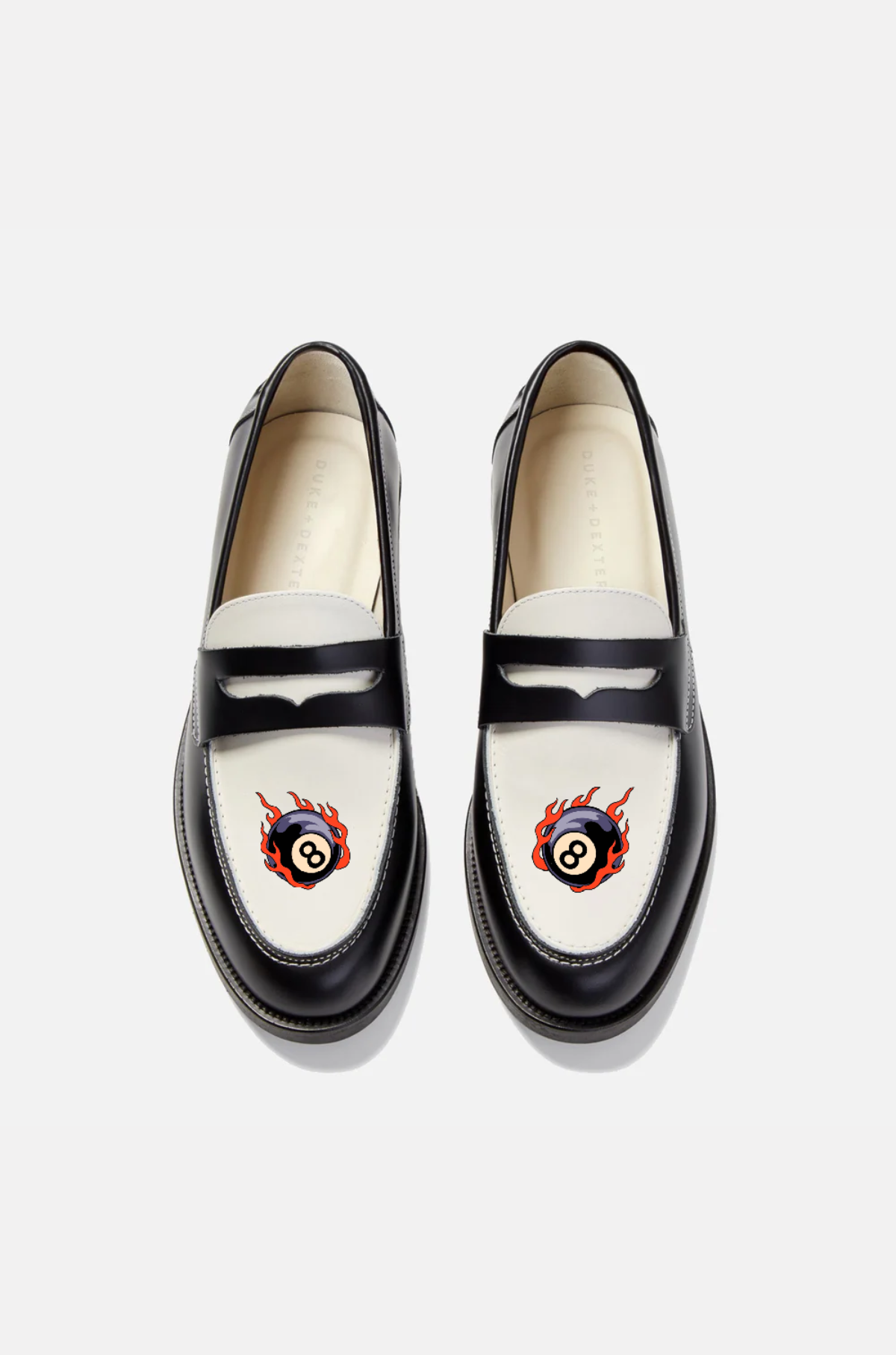 Duke & Dexter - Wilde Black + White Penny Loafer 8 Ball