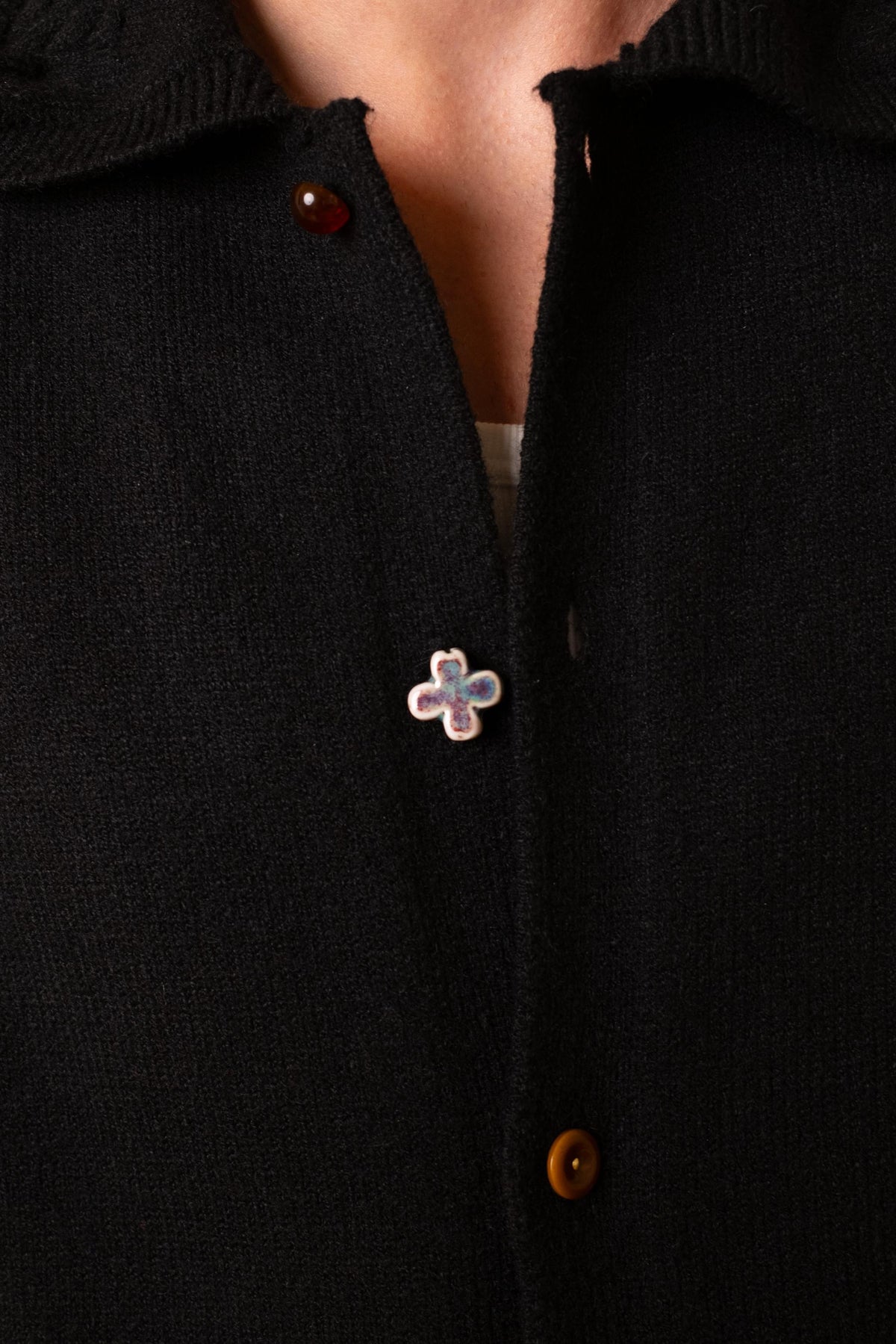 The Qool - Button Cardigan Black