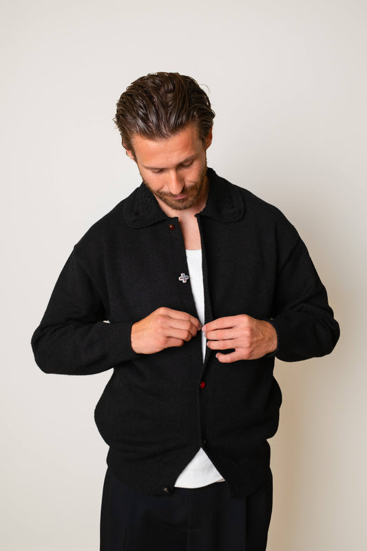 The Qool - Button Cardigan Black