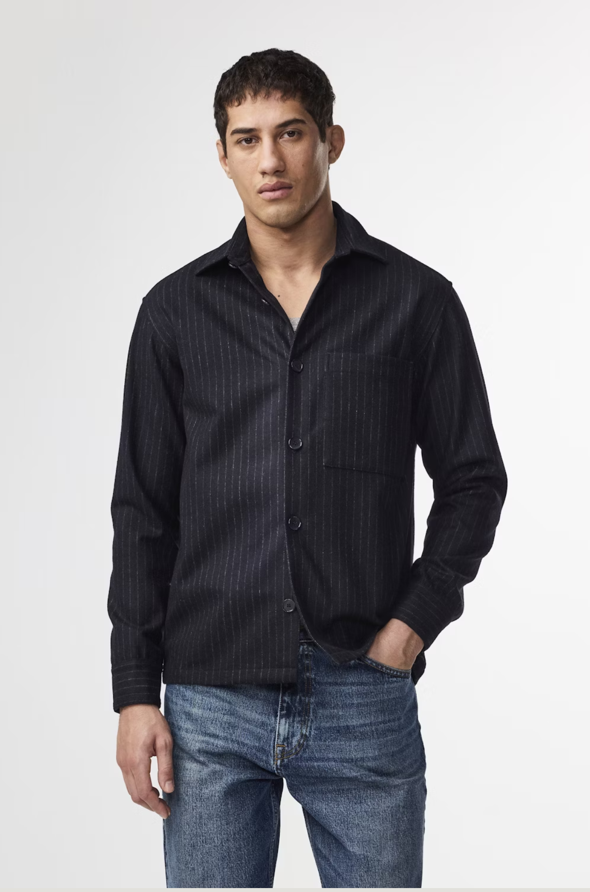 NN.07 - Freddy 1630 Hybrid Overshirt Navy Stripe