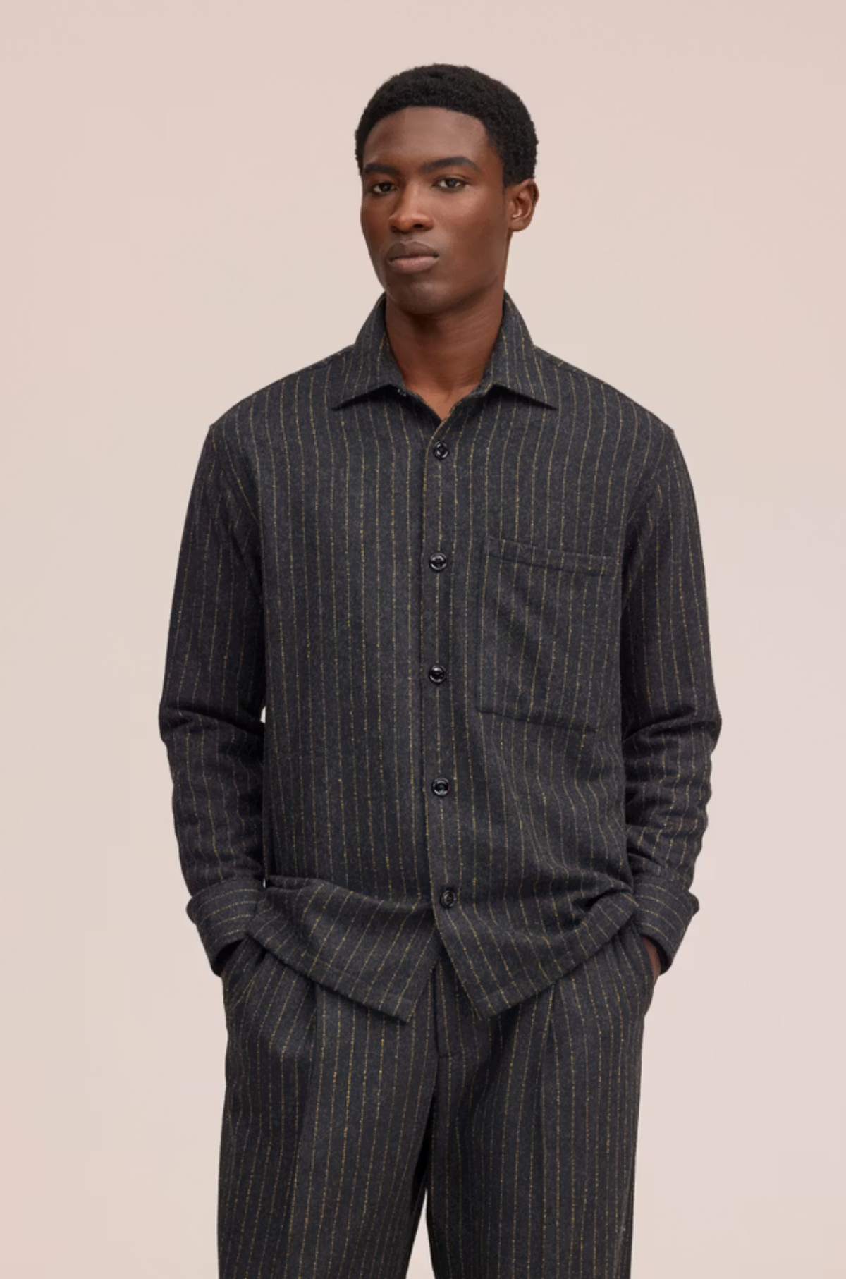 NN07 - Freddy Dark Grey Stripe Overshirt 10091