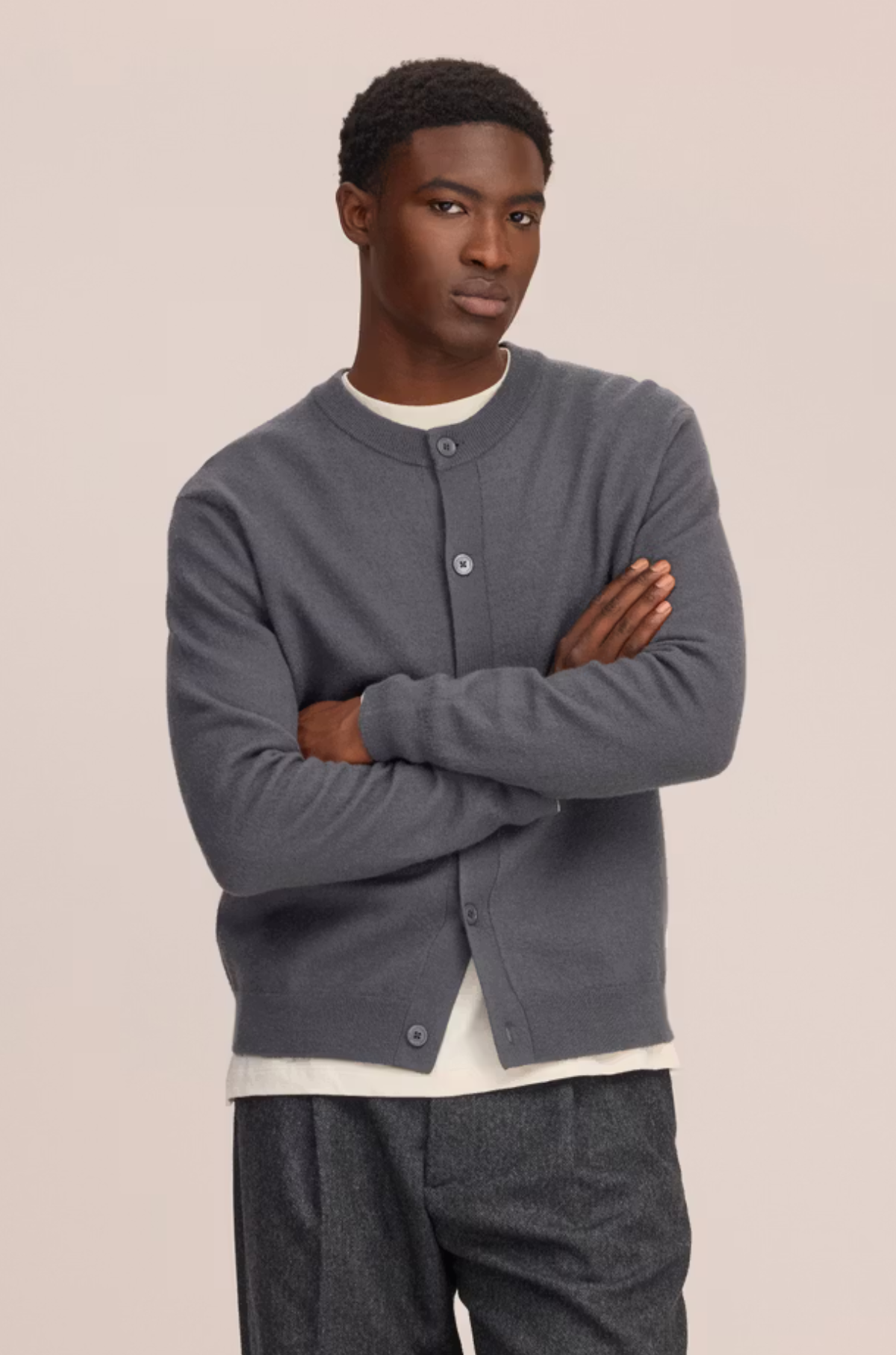 NN07 - Jasper Cardigan Boiled Wool Charcoal