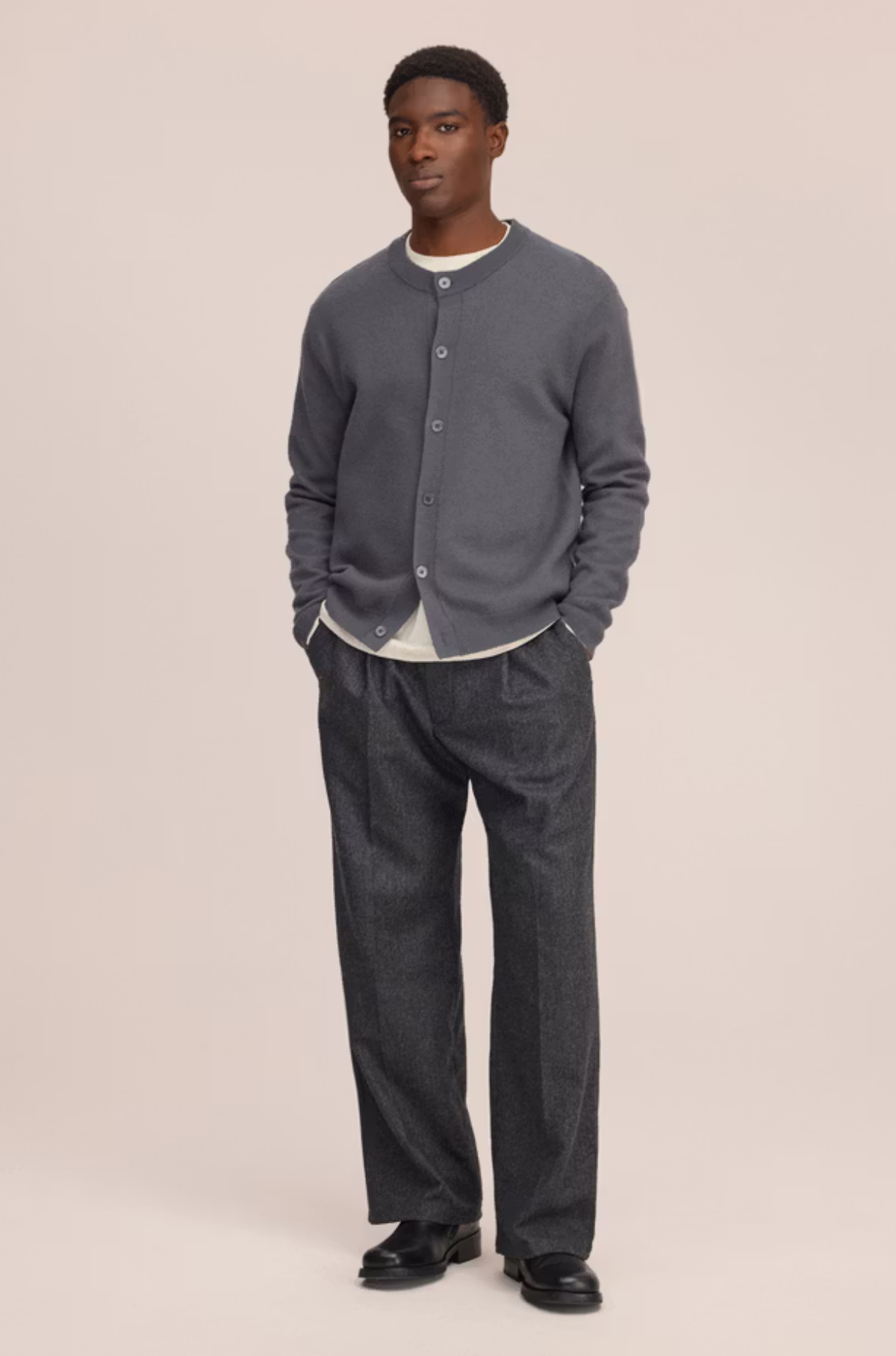 NN07 - Jasper Cardigan Boiled Wool Charcoal