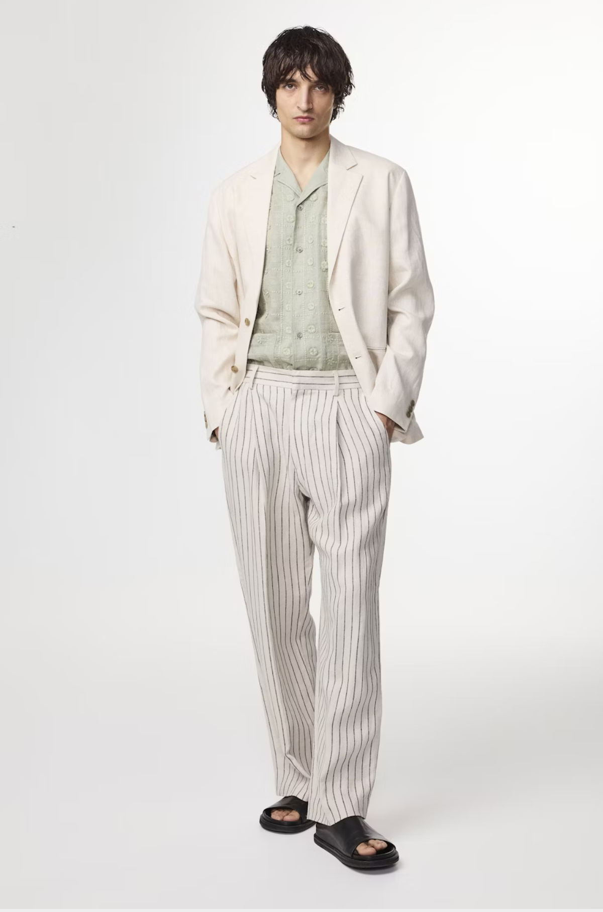 NN07 - Kay 1455 Wide Linen Trousers Full Suit Look 