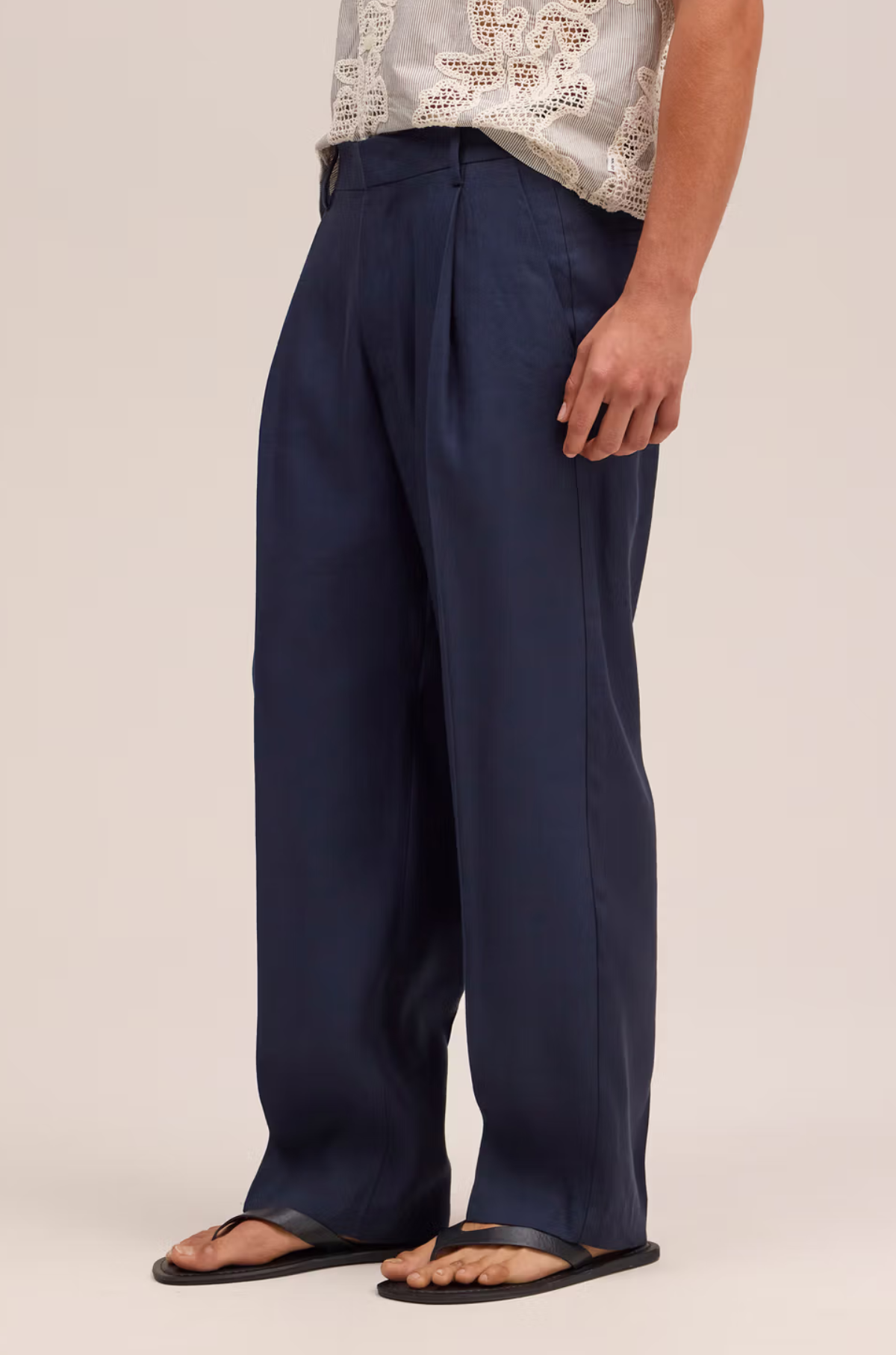NN07 - Kay 1808 Lyocell Linen Pant Navy